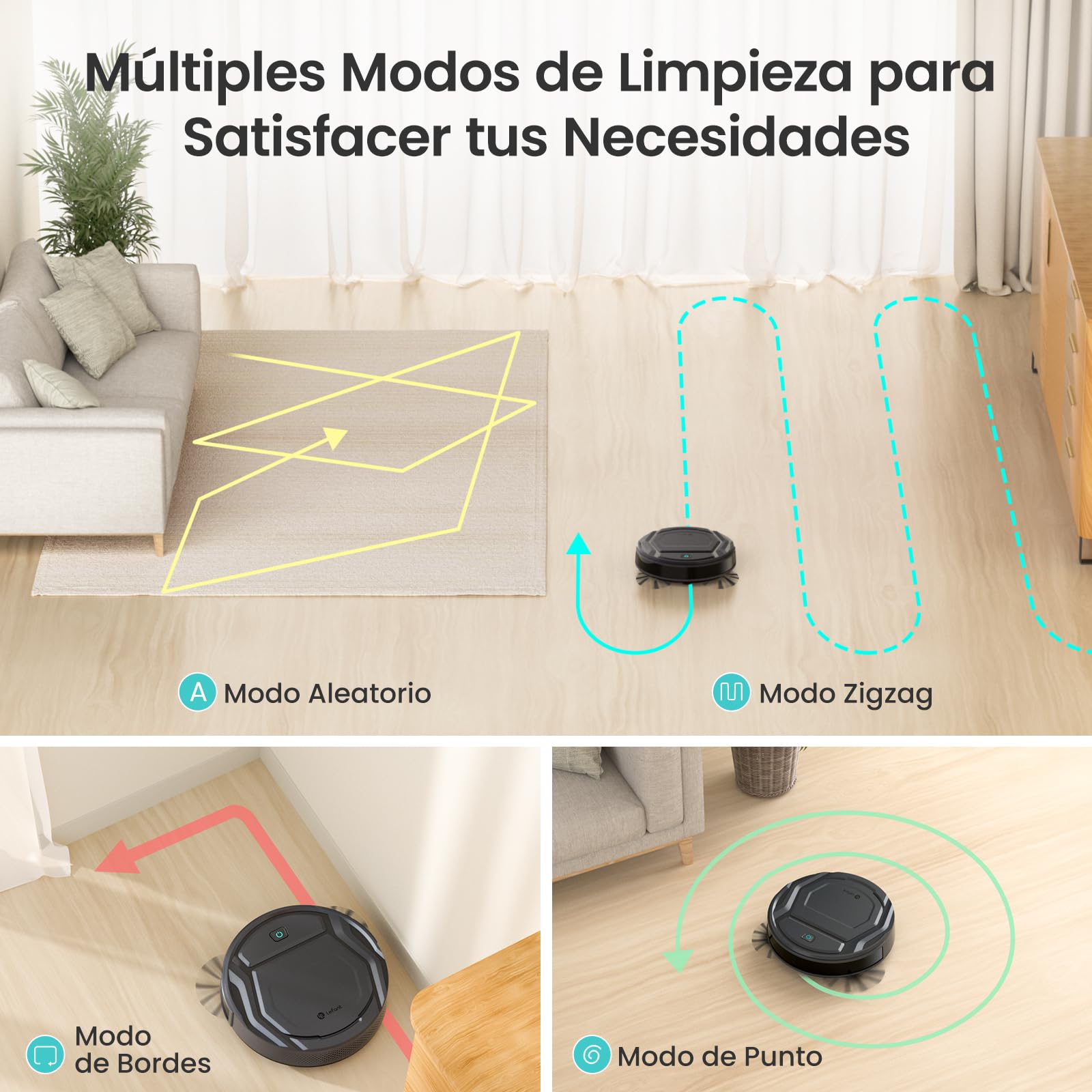 Lefant Robot Aspirador 2200Pa, Aspirador Robot Autonomía de 120 Min, WiFi/App/Alexa, Sensor de Anticolisión/Caída Navegación Inteligente, Delgado y Silencioso, 6 Modos de Limpieza M210 Pro