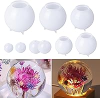 LET'S RESIN 9-Piece Seamless Sphere Silicone Molds for Epoxy Resin - Large 3D Round Ball Molds for Flowers, Crafts, Soap & Candles