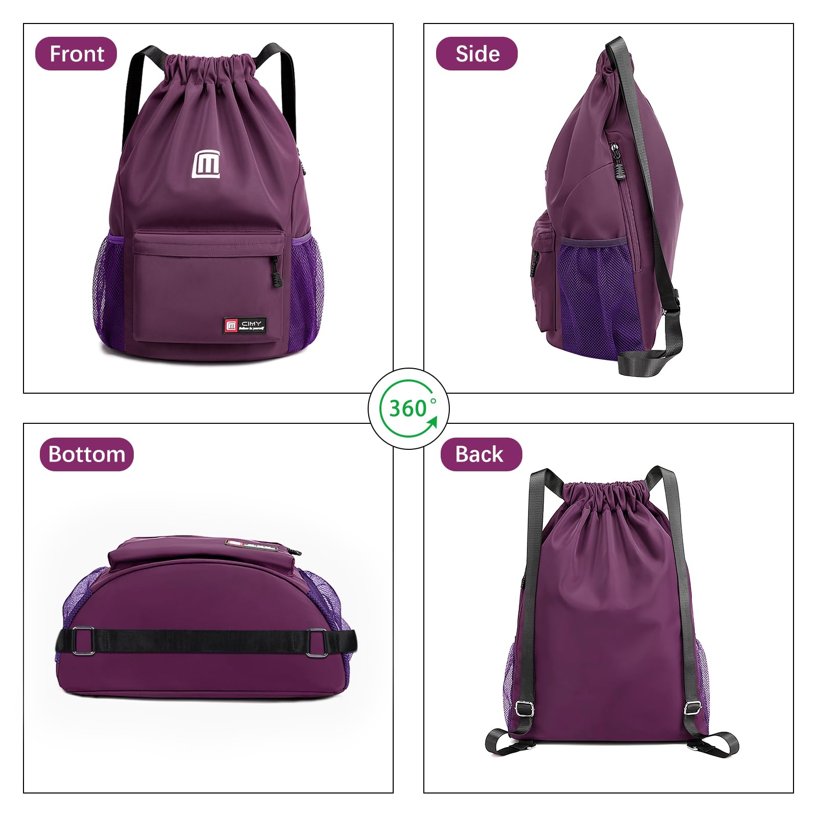 Sarsumir Borsa con Coulisse Sacca Sportiva, Impermeabile Sacchetta Sportiva Grande capacità Zaino con Coulisse Sacca Zaino per Uomo Donna