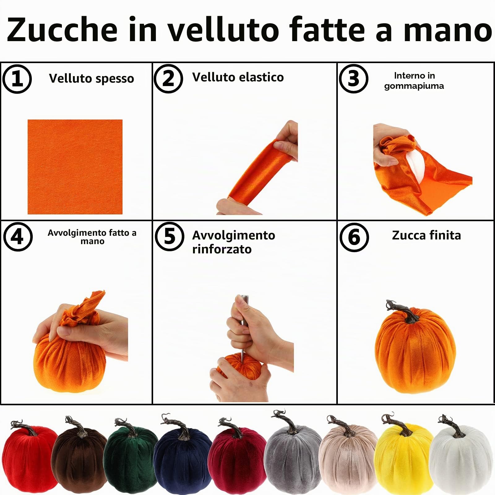 Gresorth 8pcs Dimensioni Assortite Falso Fatto a mano Vino Rosso Velluto Zucche Artificiale Caduta Vendemmia Halloween Decorazione Casa Colonica