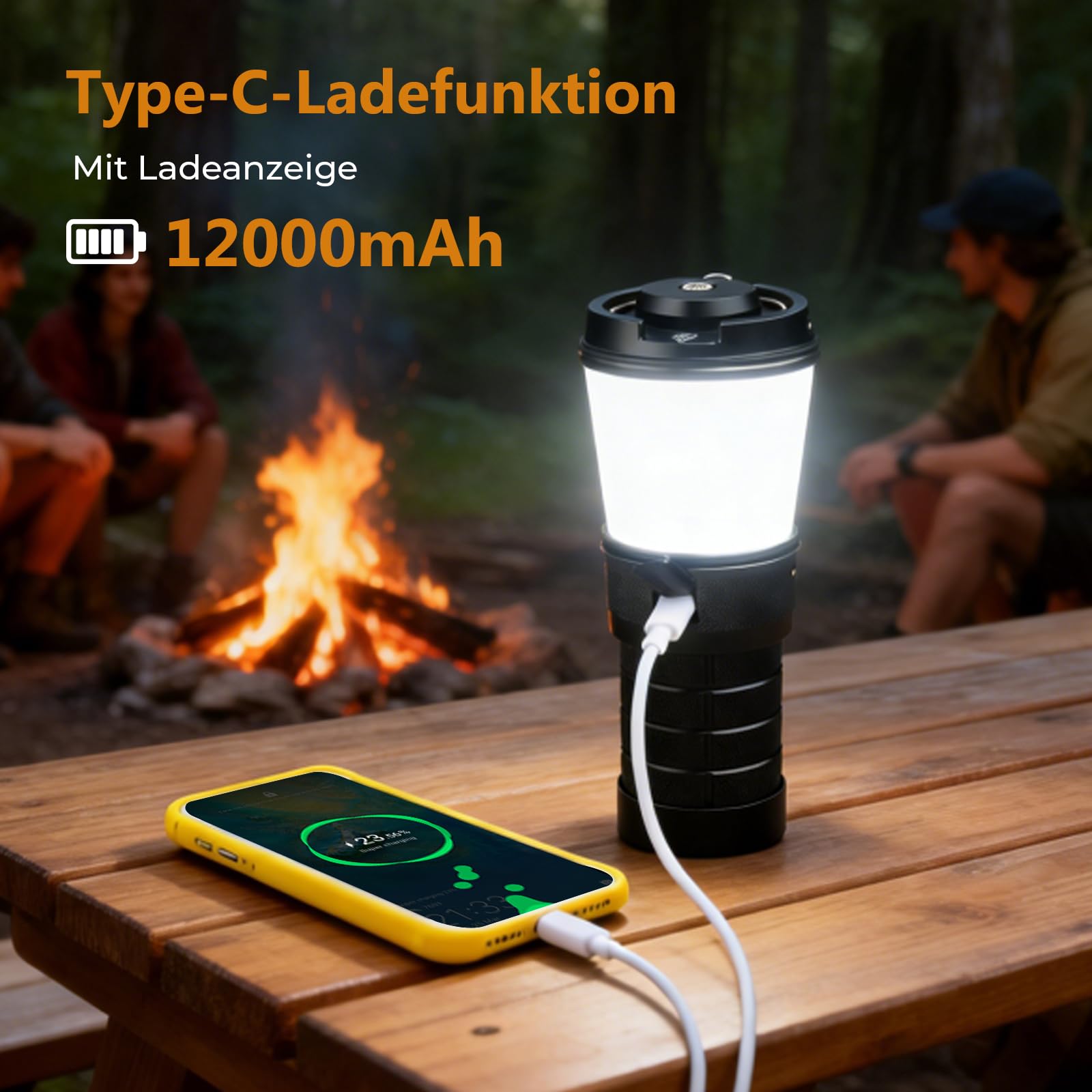 Sofirn LT1 Campinglampe, Stufenlos Einstellbare 2700K–5000K, 90 CRI, Laterne Outdoor mit Andúril UI, 12000 mAh, IPX7, USB-C, Campinglampe Aufladbar Geeignet für Camping, Reisen und Notfälle