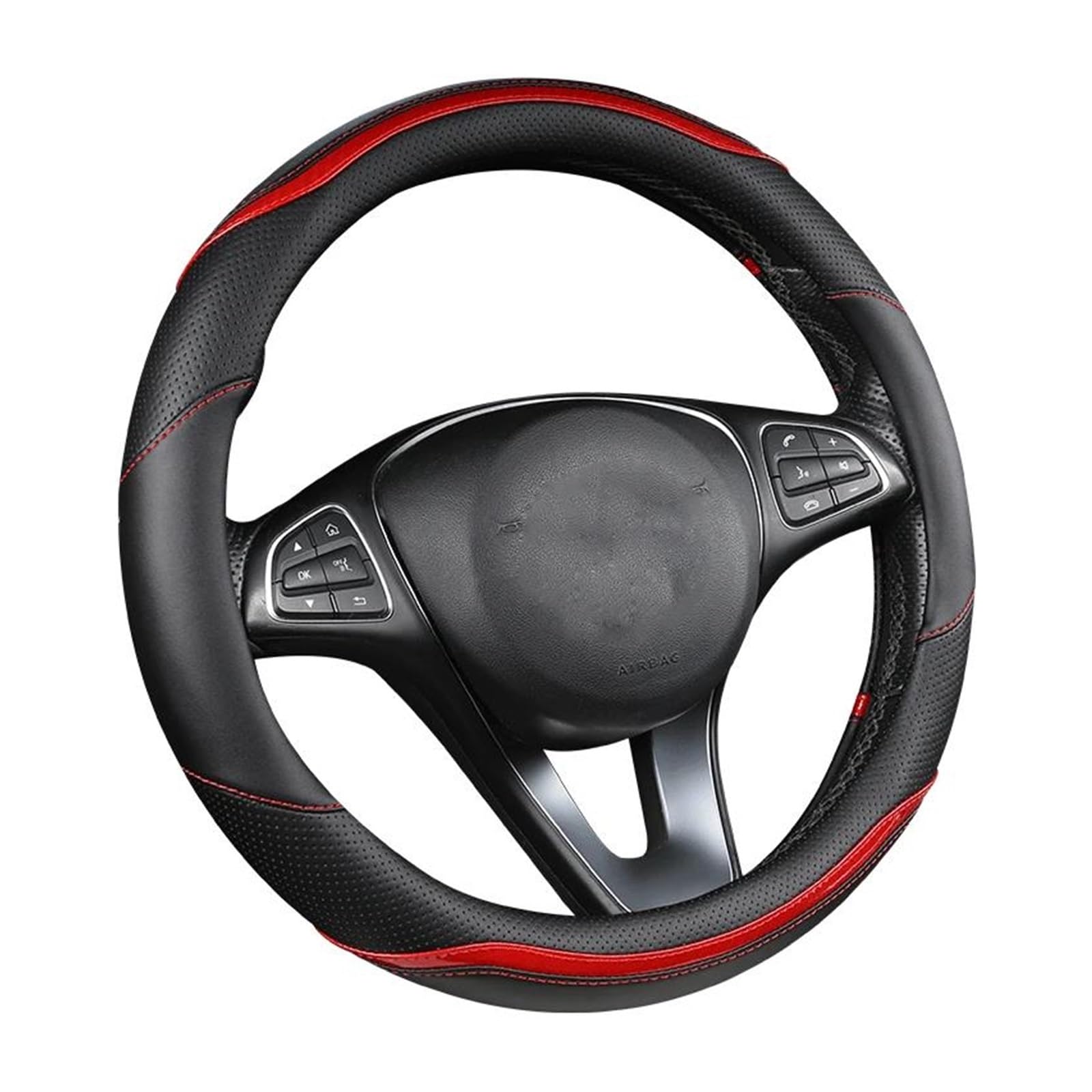 Lenkradabdeckung Auto-Lenkradabdeckung für Skoda für Octavia A5 A7 für YETI für Karoq für Kamiq 2005–2019 Lenkrad Bezug Auto(Black)