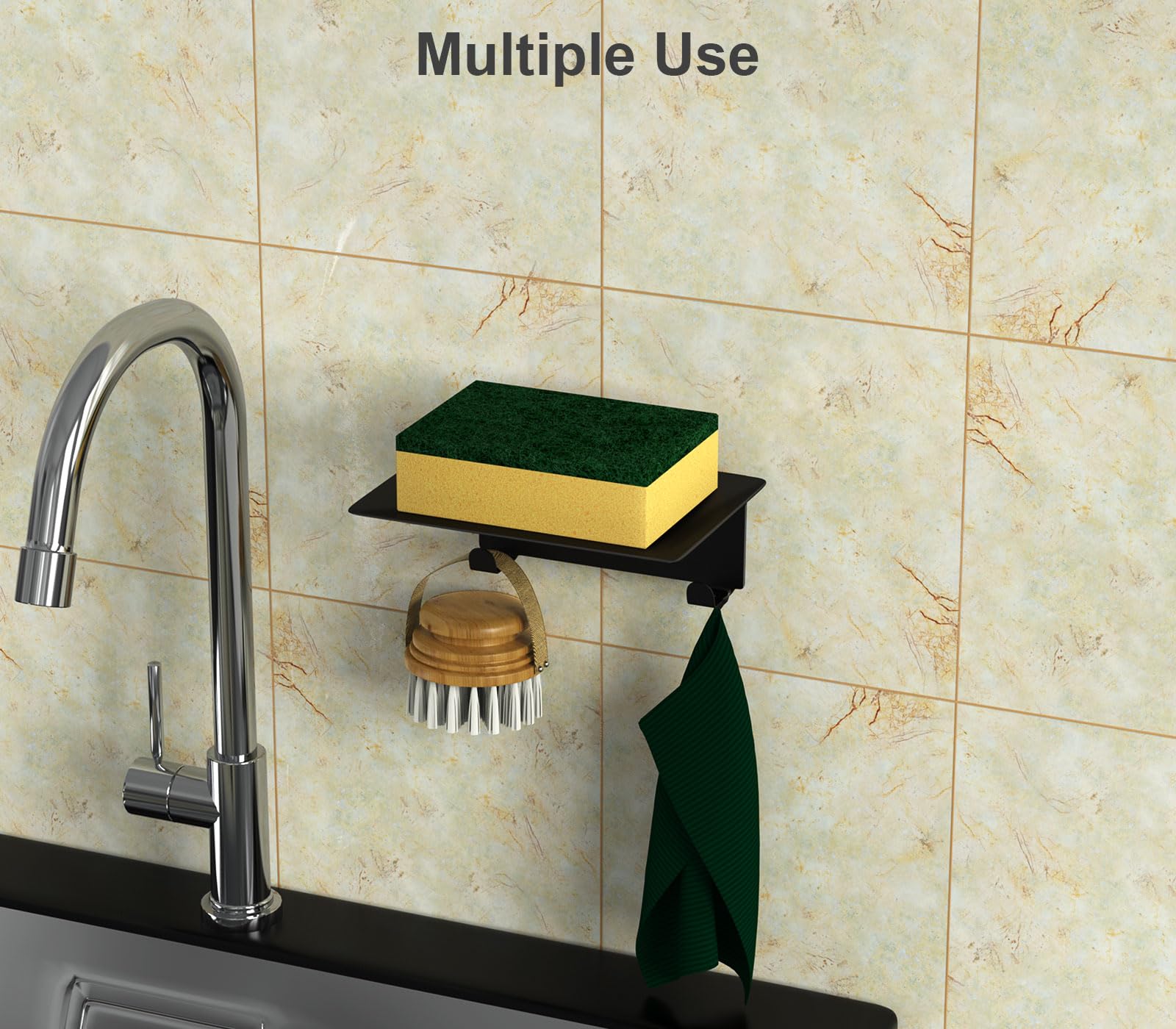 Porte-Savon Mural Adhésif Pour Douche - 13.8x10x7 Cm Avec 2 Crochets Et Trou De Drainage - Plastique - 3