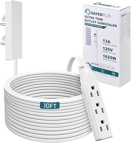 Miniatura 11 de Extensor de cubierta de toma de corriente para corrector de salida con 3 salidas de CA, cable de extensión de enchufe plano de 5 pies, tamaño
