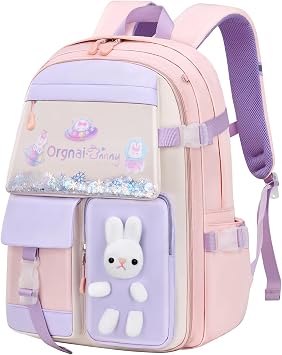 Girls Bunny Backpack Cute Kids Bookbag for Elementary School Kawaii Preschool Outdoor Daypack Pink
