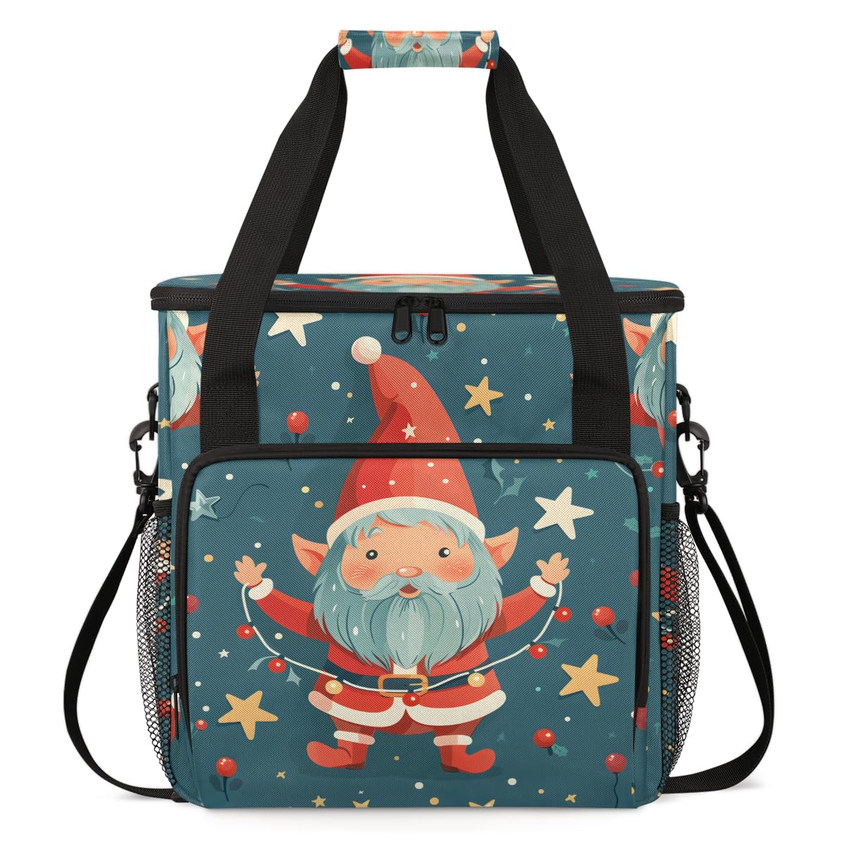 Mystical Santa Claus Coffee Maker Carrying Bag, Xmas Santa Claus Travel Storage Bag Compatible with K-Mini or K-Mini Plus, Single Serve Coffee Brewer Carrying Case with Pockets & Shoulder Strap