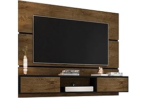 Manhattan Comfort Vernon 62.99 Floating Wall Entertainment Center in Rustic Brown and Black