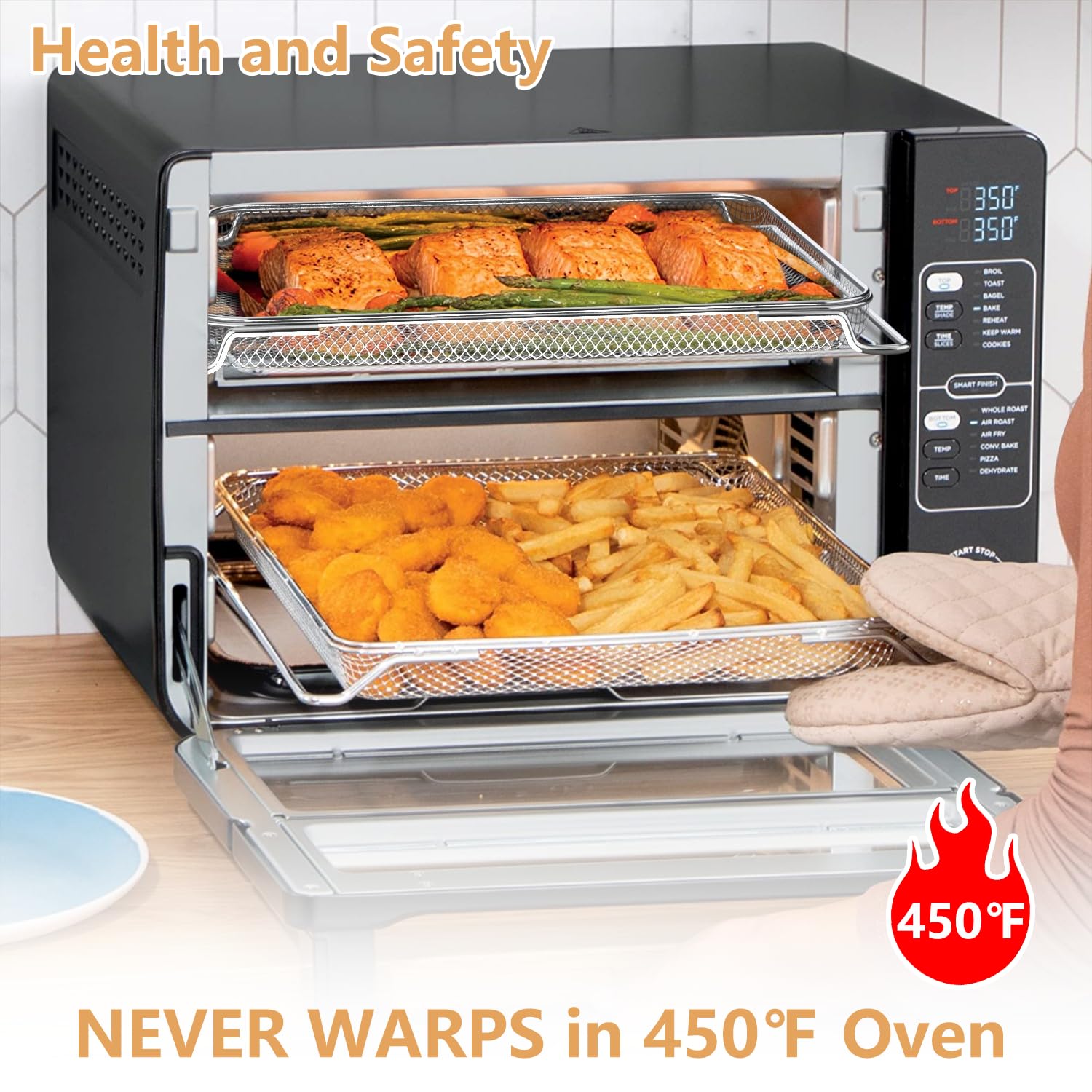 Cestello di ricambio per friggitrice ad aria Ninja DCT401 DCT451 DCT402BK doppio forno, cestello per friggitrice ad aria in acciaio inossidabile per forno a tostapane Ninja 12 in 1, cestino a rete per
