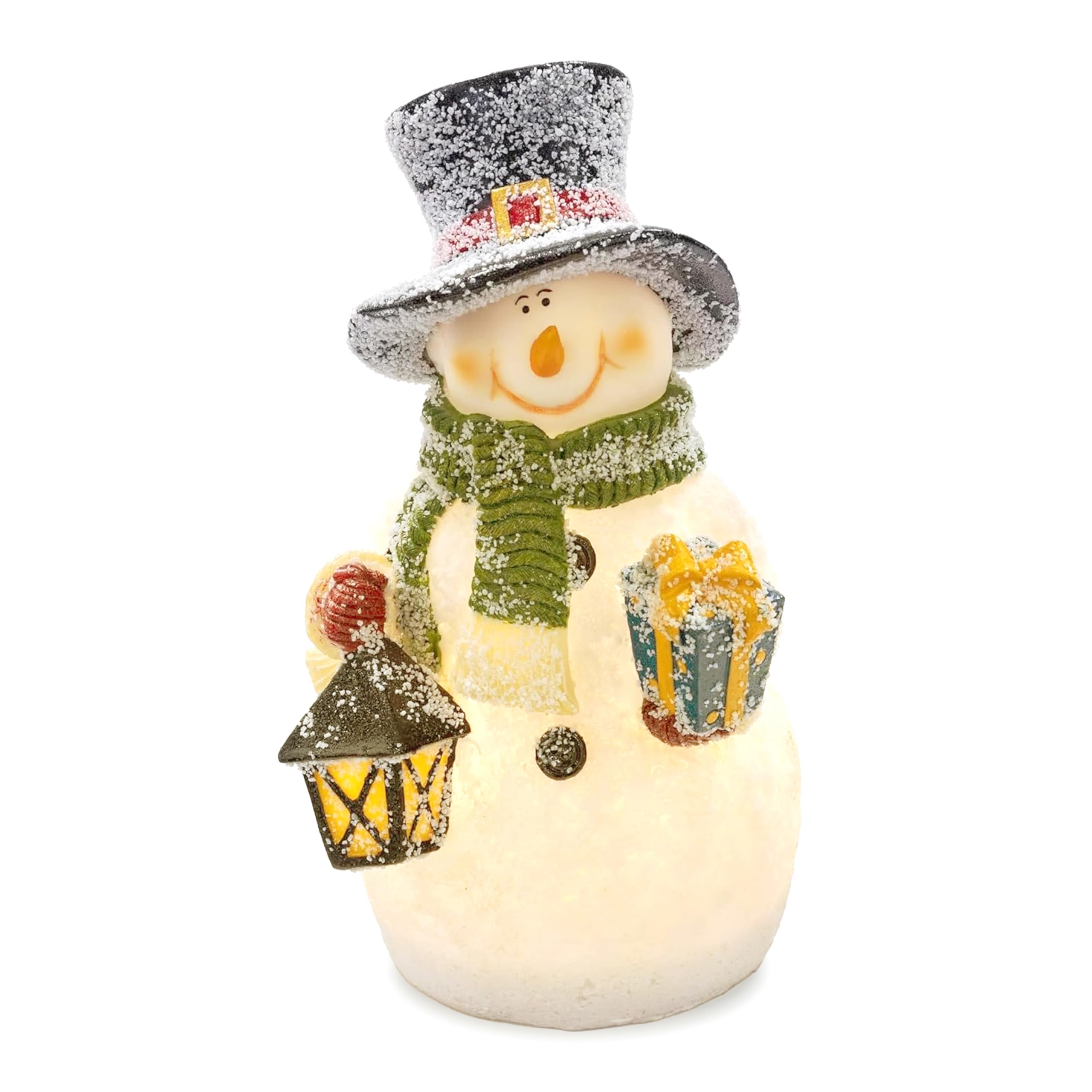VP Home Snowman Decor Figurines Resin Snowman Lighted Decorations Indoor Glowing Snowman LED Light Up Snowman Indoor Festive Fiber Optic Decorations