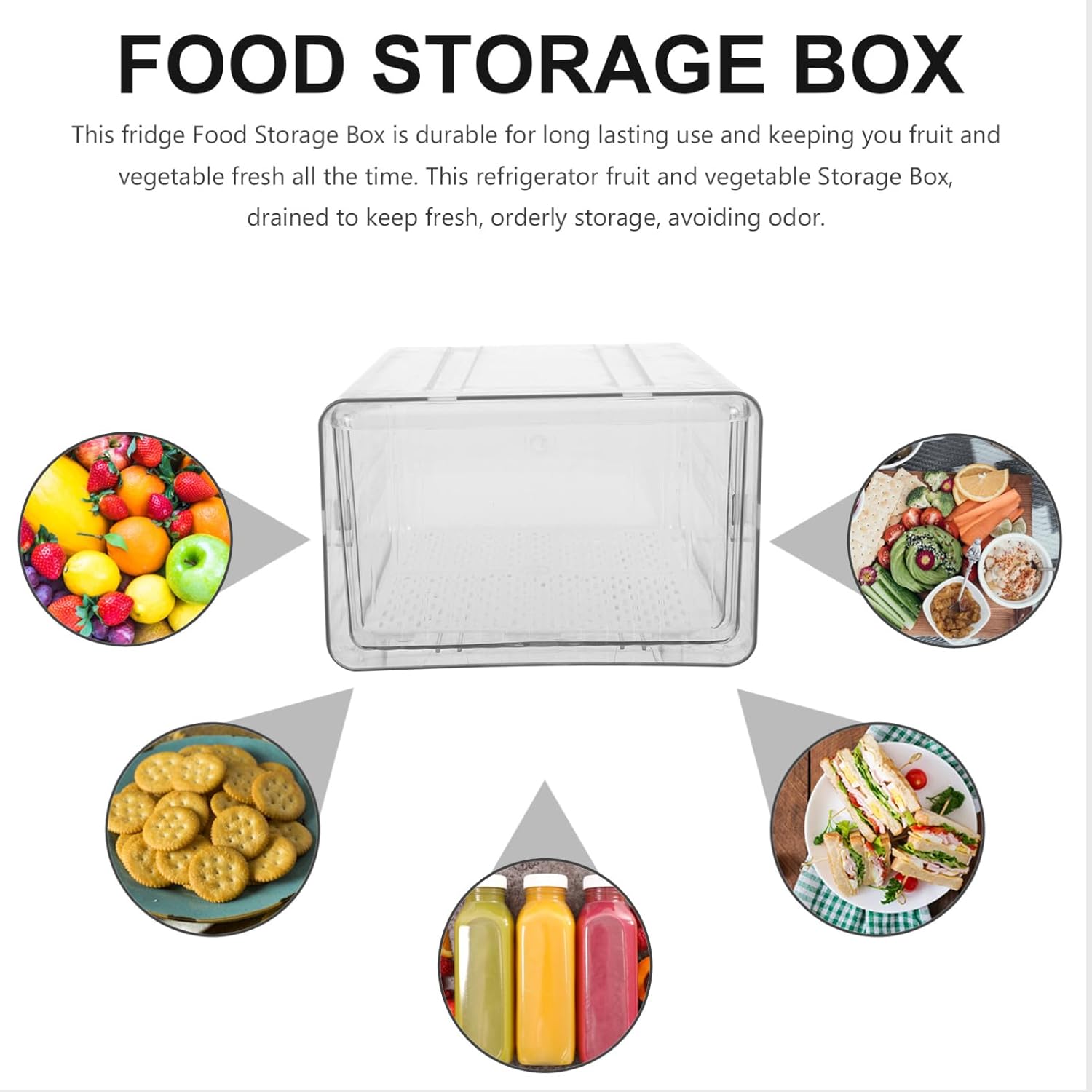 Refrigerator Organizer Box with Drawer Plastic Storage Box for Fridge Easy to Clean