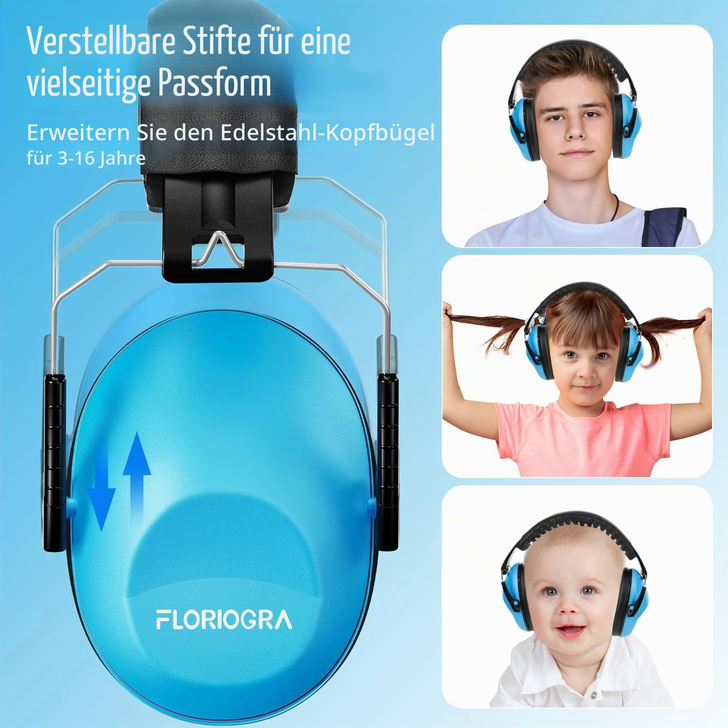 Floriogra 3 Pack Gehörschutz Kinder - Kapselgehörschutz für Kinder Ohrenschütze Kind Hörschutz - Faltbar Kapselgehörschutz kids