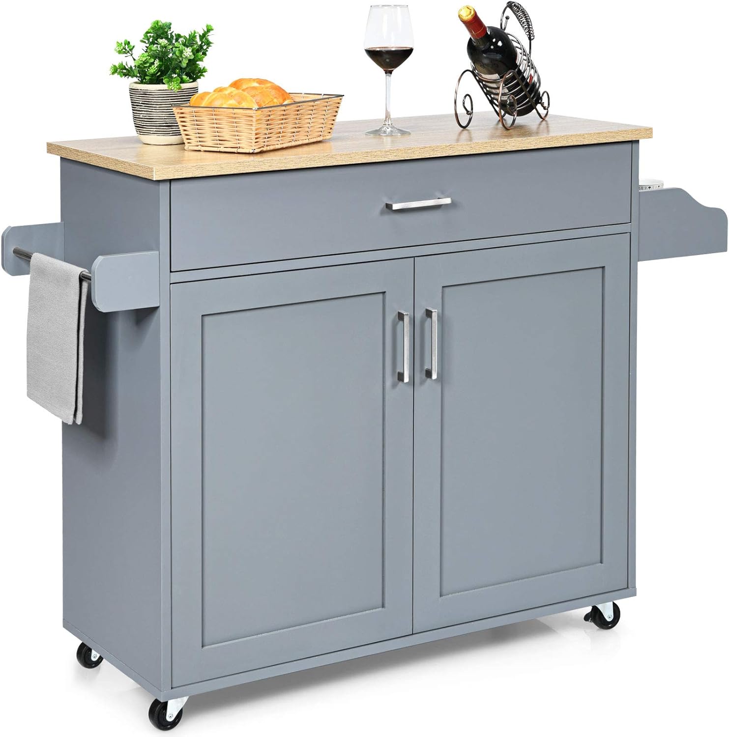 MEDIMALL Rolling Kitchen Island Cart with Storage, Serving