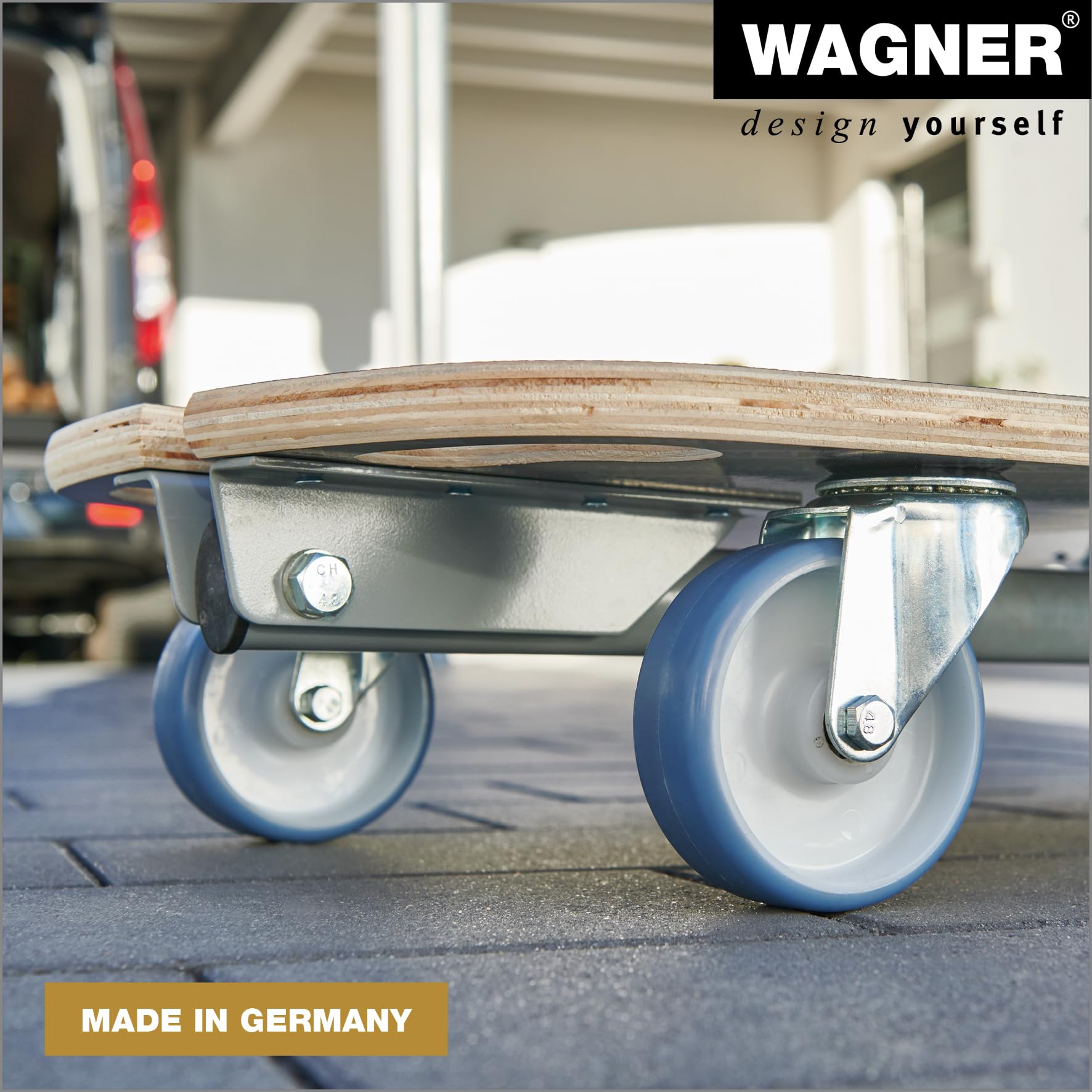 WAGNER Carrello da trasporto MM 1187 I 80 x 40 cm - ideale per contenitori pesanti I portata 300 kg I timone pieghevole I fissaggio del carico I superficie antiscivolo- 20118701