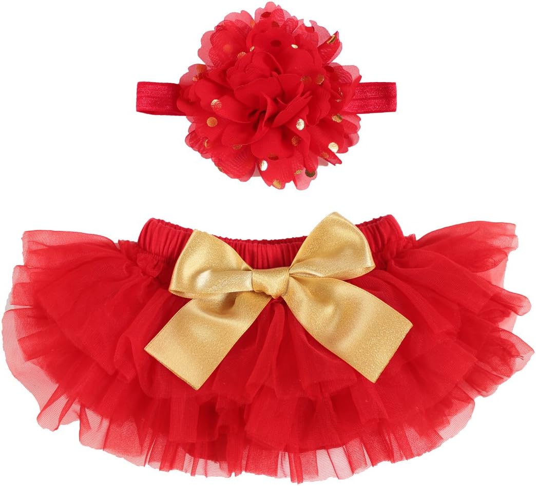 OoSweetCharlotteoO 2pcs Baby Girl Christmas TUTU Bloomer Outfit Newborn Photo Prop