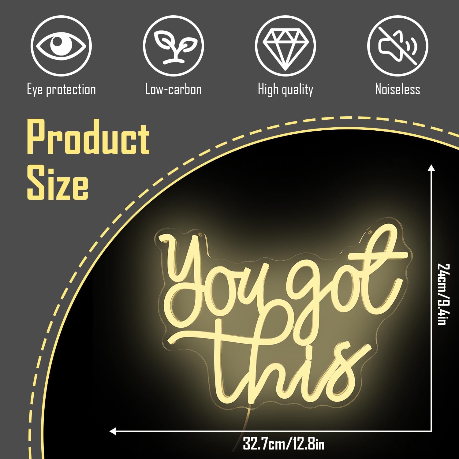 You Got This Neon Sign for Wall Decor Inspirational Neon Led Sign Dimmable You Got This Sign for Home Office Decor Neon Light up Sign Neon Wall Sign for Bedroom Living Room Party Gift - Image 5