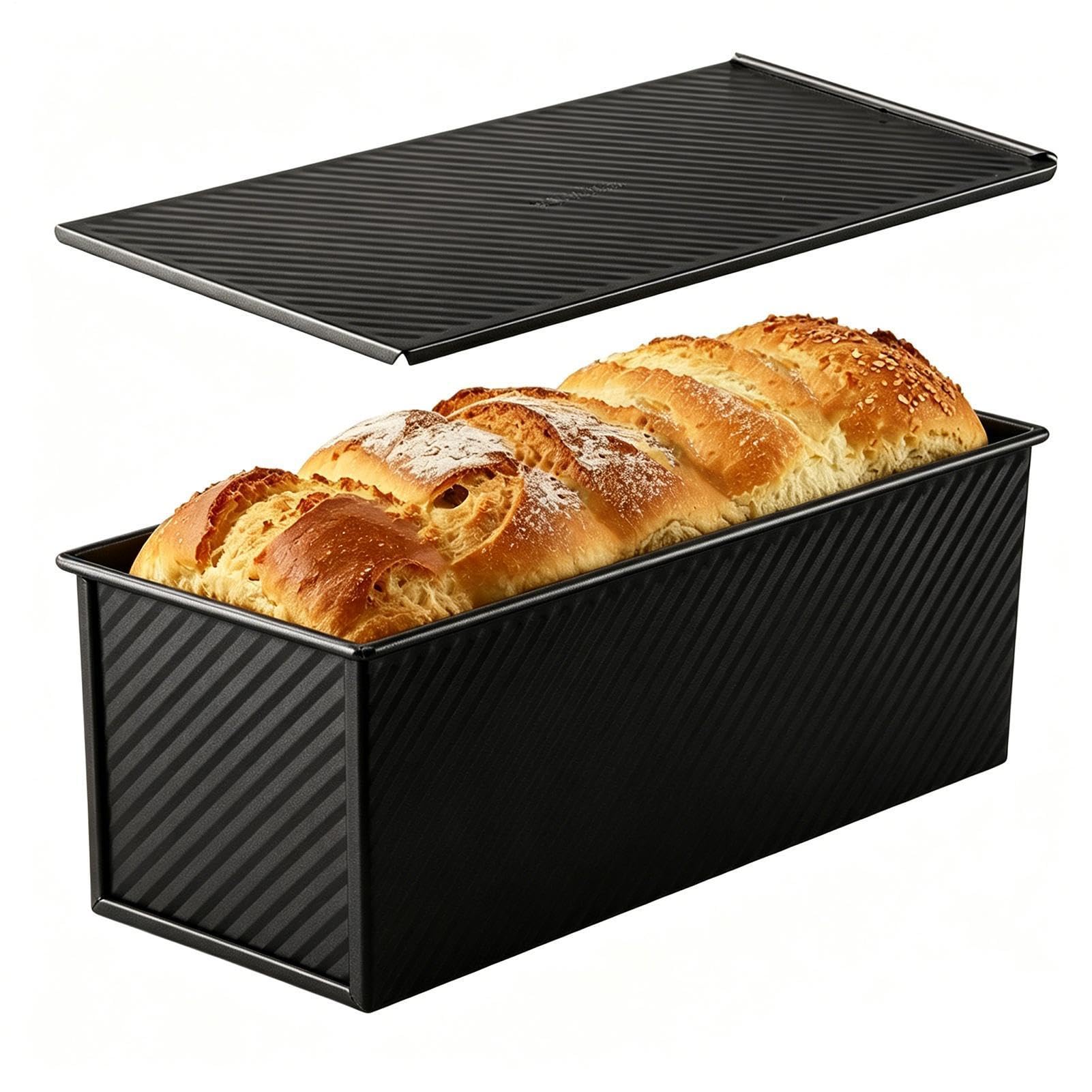 Moule à Cake avec son Couvercle Acier Carbone Revêtement Anti-Adhésif et