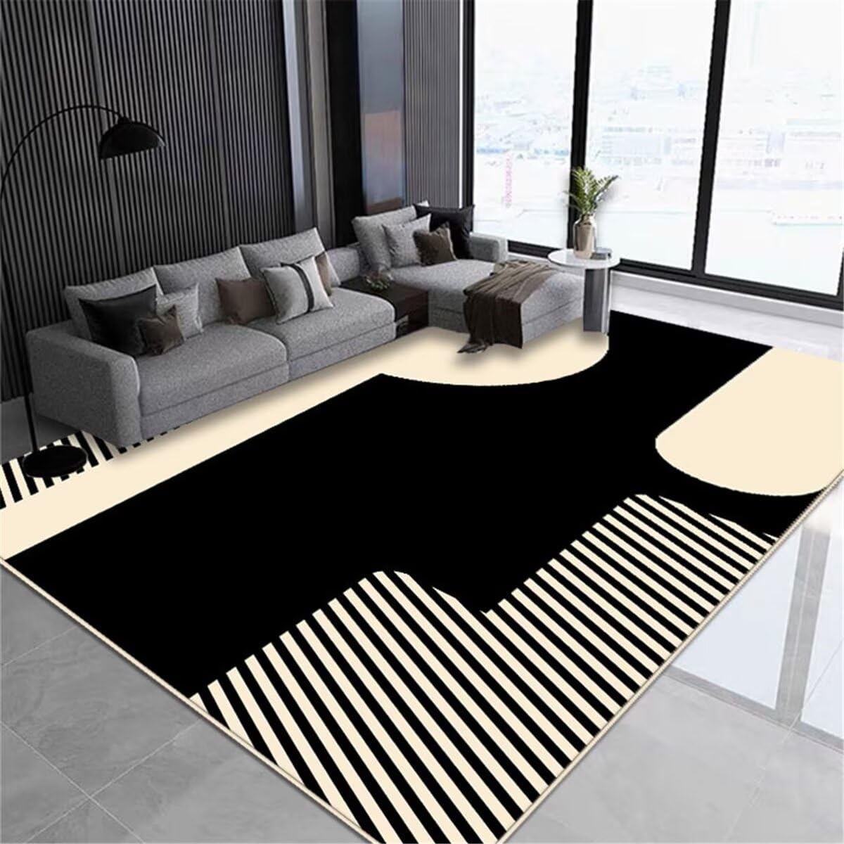 Tapis de salon 200X260CM personnalisable home design tapis gris noir anti-poussière