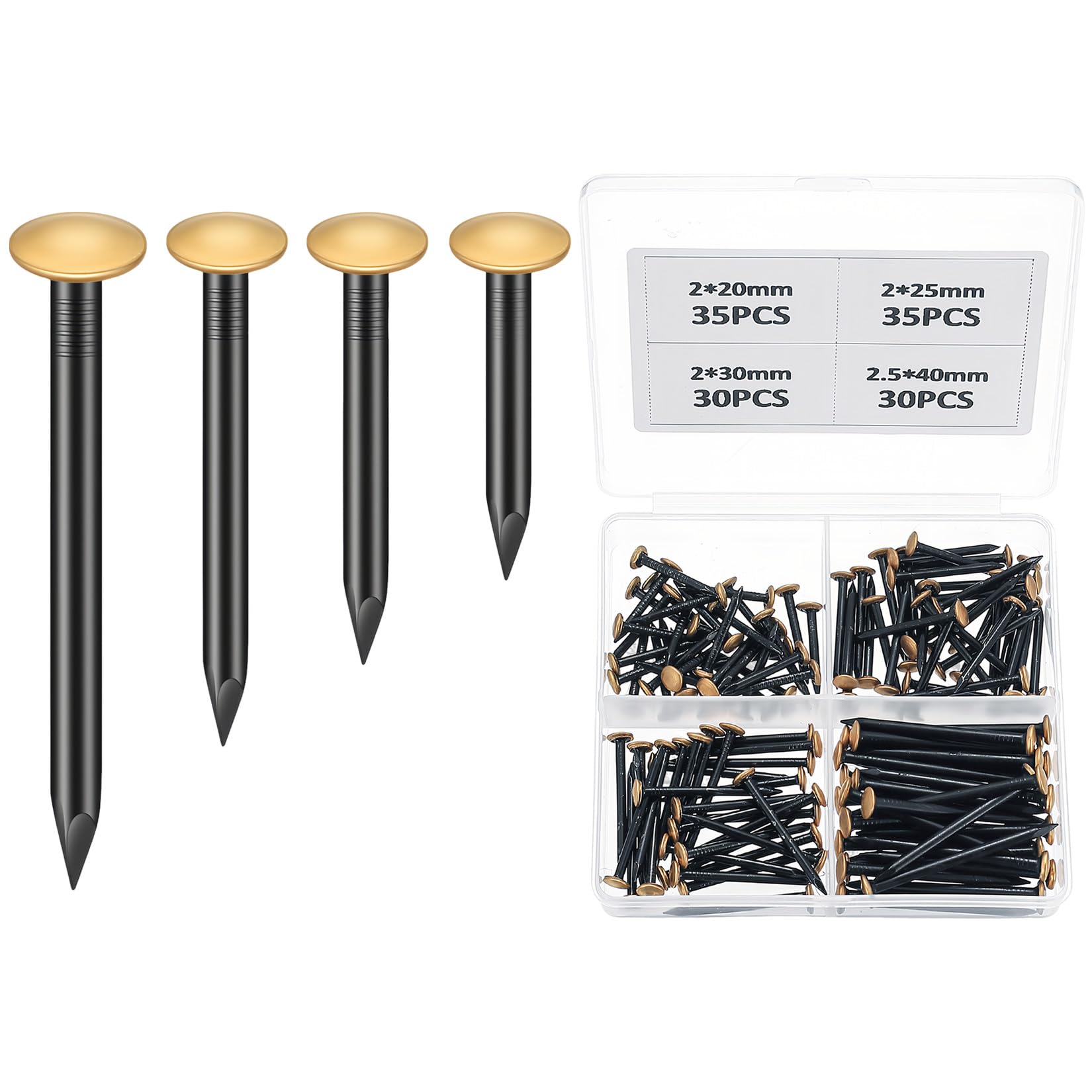130 Pezzi Chiodi per Pareti in Cemento, Set di Chiodi in Acciaio per Calcestruzzo, Kit Chiodi, Chiodi per Appendere Quadri, Assortimento Chiodi per Intonaco Mattoni Legno, Set Chiodi in Acciaio
