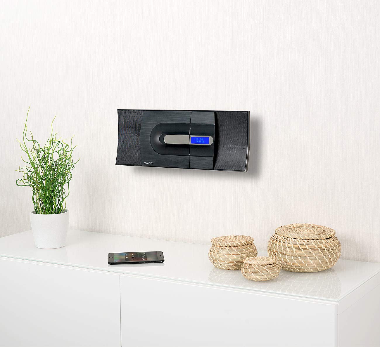 auvisio Kompaktanlage Vertikal: Vertikale Design-Stereoanlage, FM/DAB+, Bluetooth, CD, MP3, AUX, 40 W (Kompaktanlage DAB+ Design, Radio CD, Wecker)