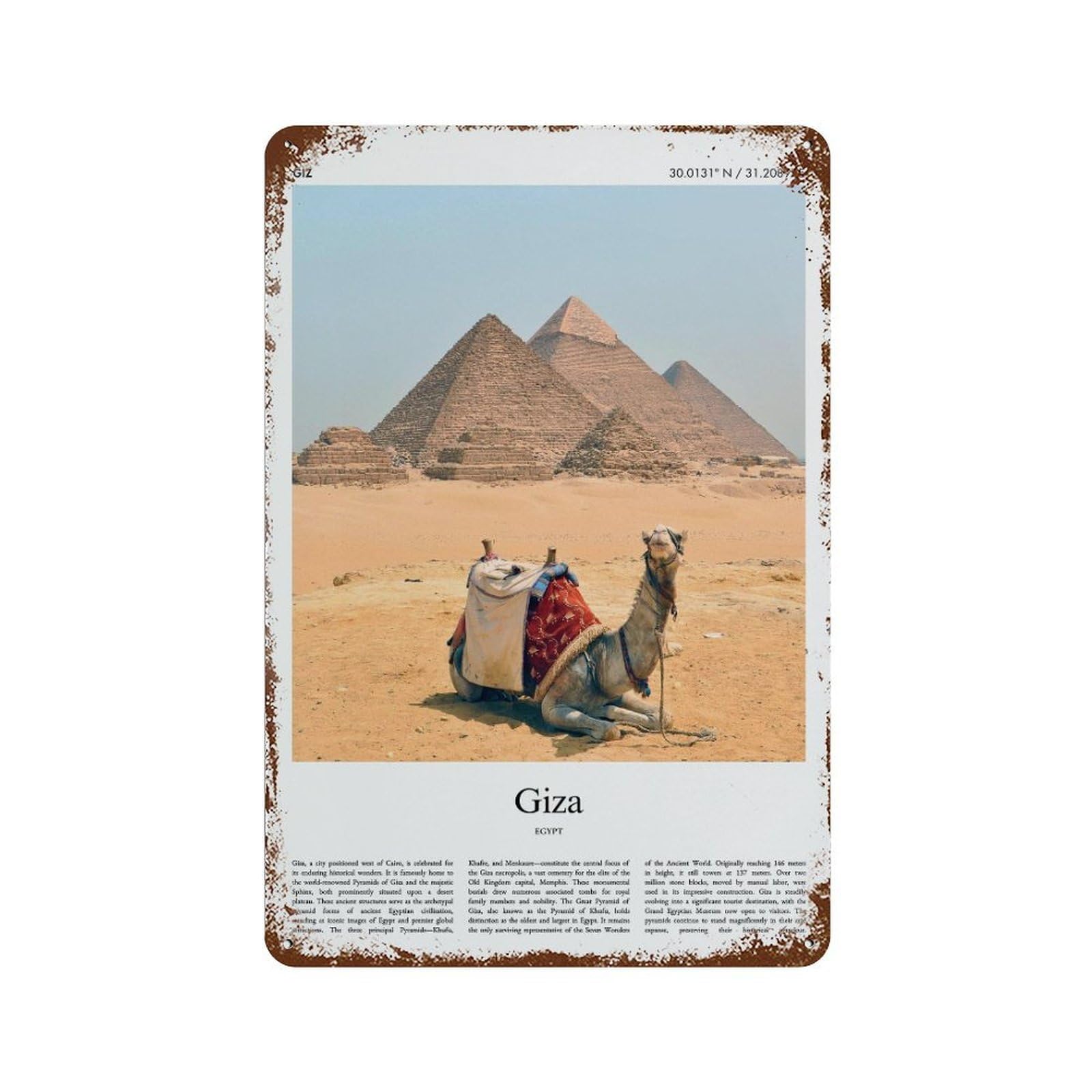 xiaoxiaoshen Giza Egypt City Scenery Wall Decor Art Metal Tin Poster Modern Home Decor Art Home Bar Shop Decorations Vintage Sign 30x20cm