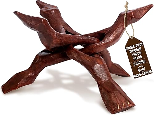 Miniatura 8 de Alternative Imagination - Soporte tipo trípode de madera, perfecto para conchas de abulón, bolas de cristal y más.