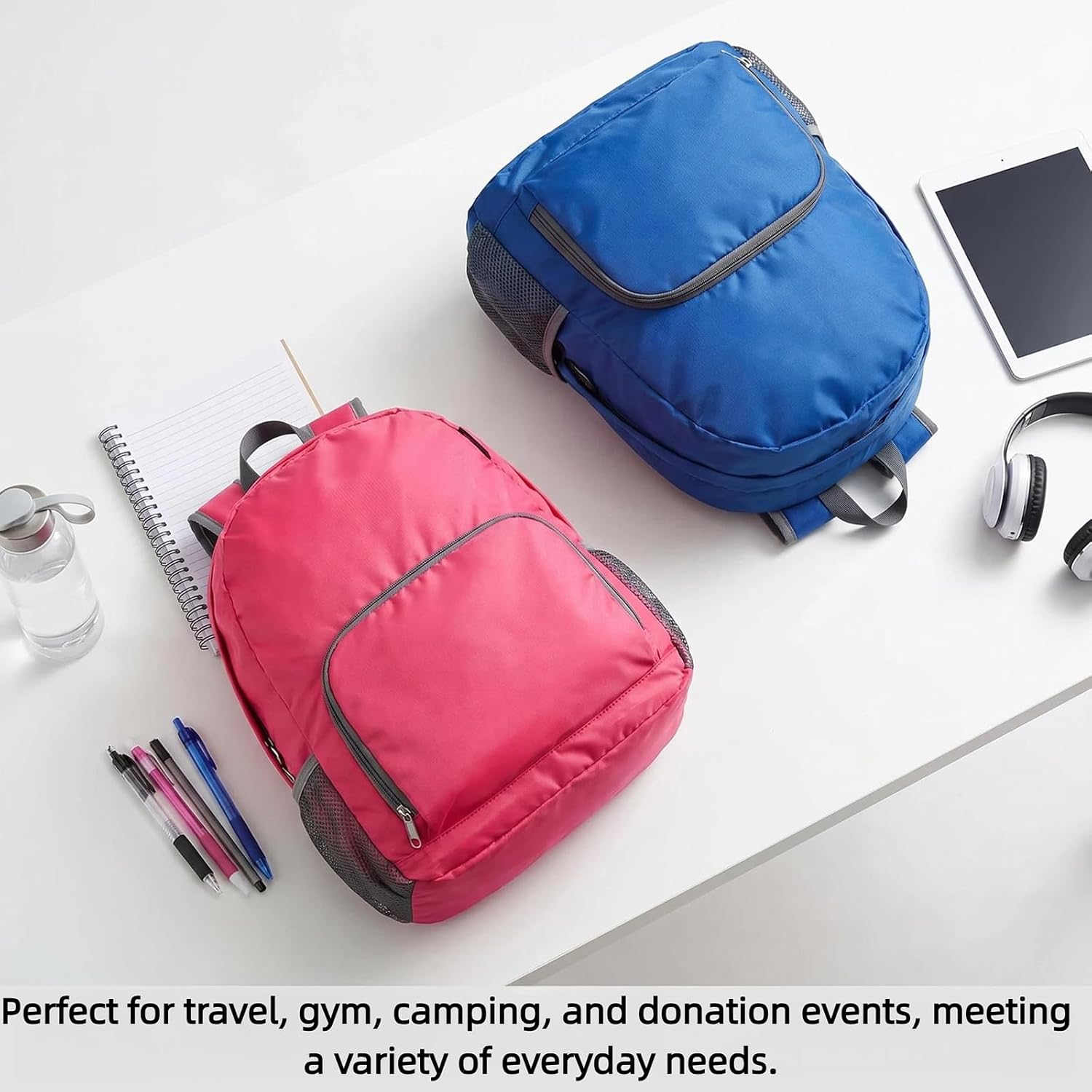 20 Pcs 17” Foldable Backpacks Bulk, 10 Colors Colorful Lightweight Bookbags Lightweight Backpacks for Outdoor Travel (20) image 5
