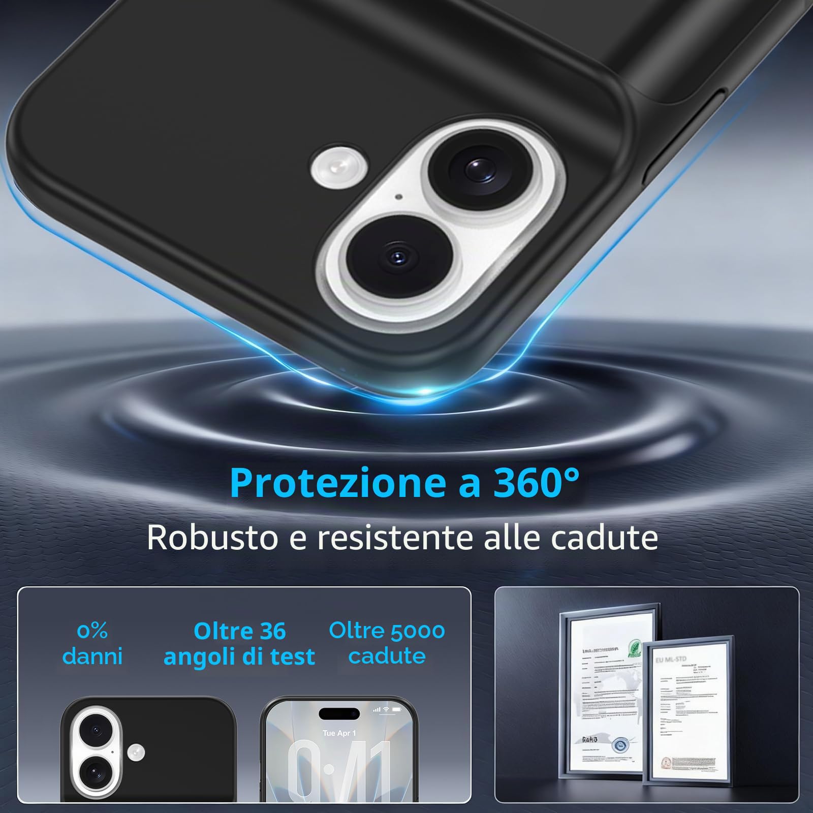 Custodia Con Batteria Per iPhone 17 (6,3 Pollici), Caricabatterie Portatile Da 8500 mAh, Custodia Ultra Sottile Con Batteria Estesa E Custodia Protettiva Con Funzione Di Ricarica Per iPhone 17