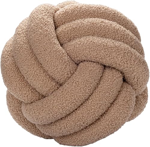 AFBORD Bola de almohada de nudo de terciopelo suave, redonda, decorativa, tejida a mano, de terciopelo de cordero, cojín de sofá para baño, color