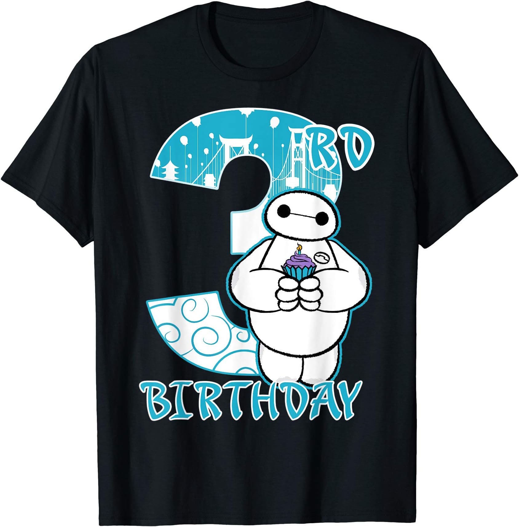 DisneyBig Hero 6 Baymax 3rd Birthday Cupcake Portrait T-ShirtOEKO-TEX STANDARD 100