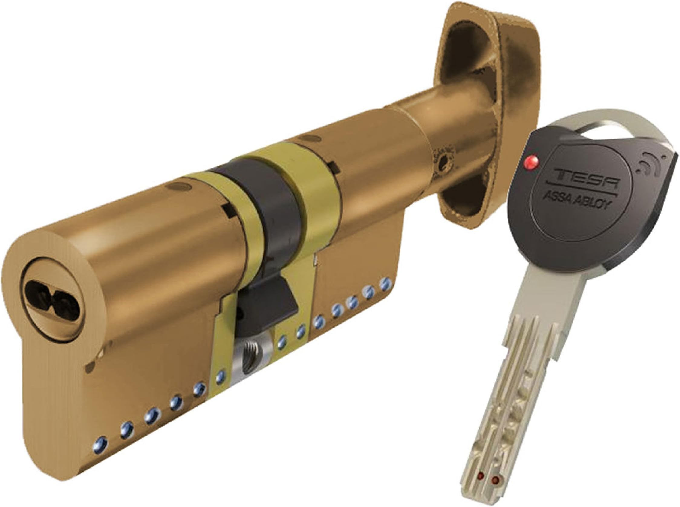 TK1B3030L TK100 Long Cam High Security Cylinder, Brass Finish, 30 x 30 mm
