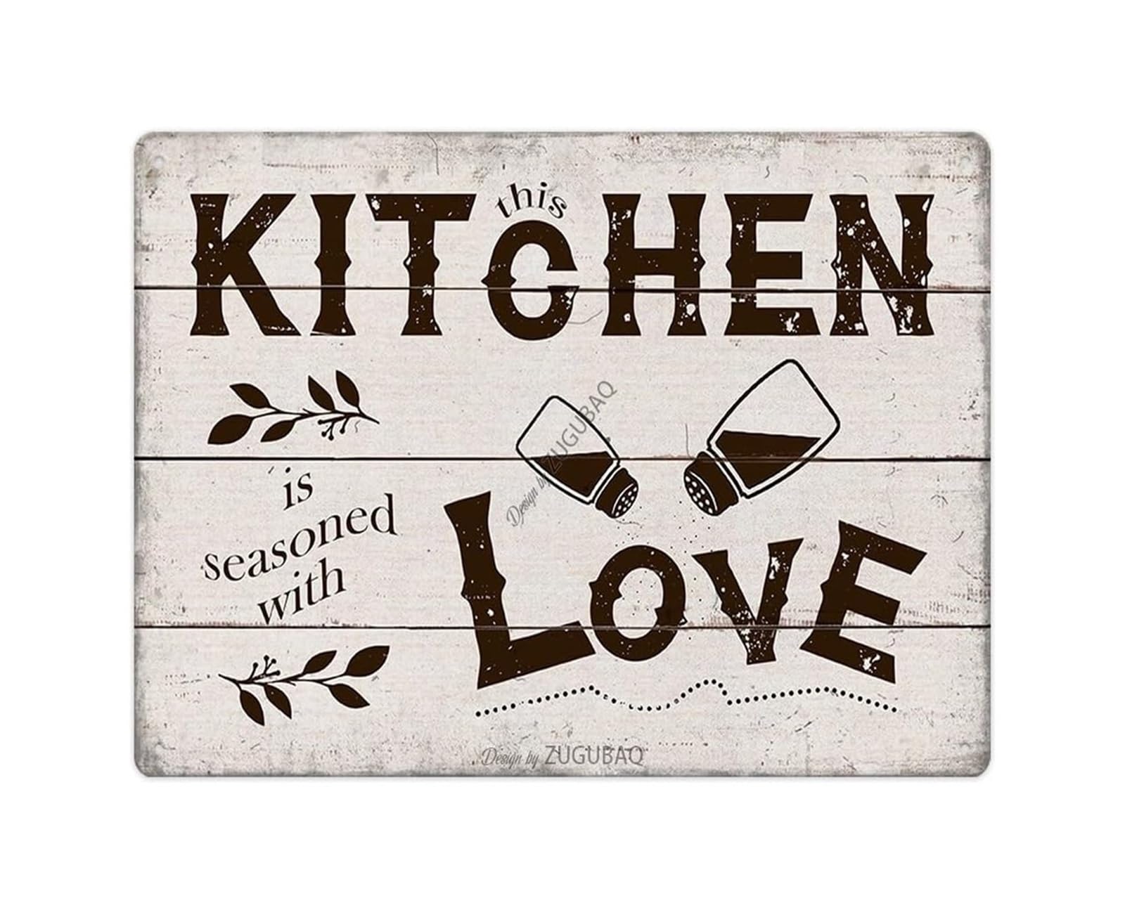 CBQZCHWDKT Rustic Kitchen Decor Metal Tin Sign Featuring This Kitchen Is Seasoned With Love Saying Farmhouse Style 8 X 12 inch​