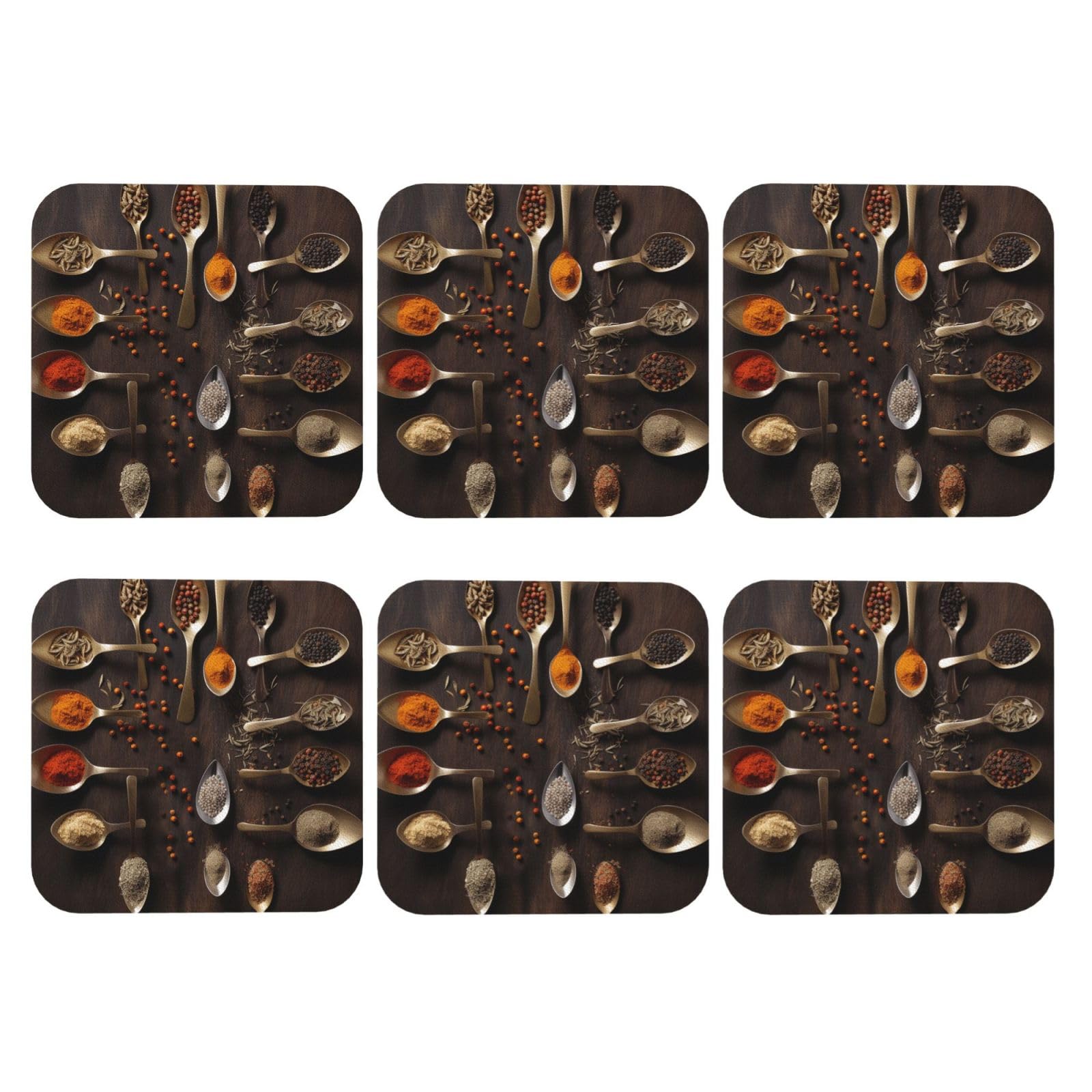 6pcs Leather Coasters for Drinks, Various Spices Drink Coasters for Tabletop Protection, 4" Cup Coasters for Coffee Table Decor, Non-Slip Drinking Cup Mat for Hot Or Cold Drink