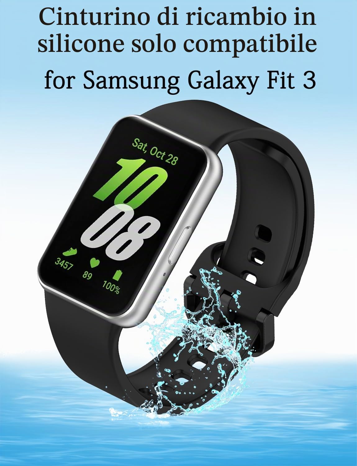 Cinturino Compatibile per Samsung Galaxy Fit 3 R390, Donna Uomo Cinturini Silicone Ricambio Regolabile Sportivo Band (nessun Tracker)