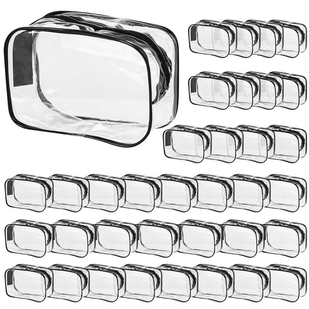 36 sacchetti trasparenti per trucco, da viaggio, con cerniera, in plastica PVC impermeabile, organizer portatile per vacanze, viaggi, bagno