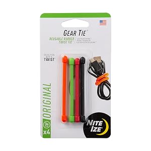 Nite Ize GT3-4PK-A1 Original Gear, Reusable Rubber Twist Tie, Made in The USA, 3-Inch, 3" - 4-Pack, Colors may vary, 4 Count