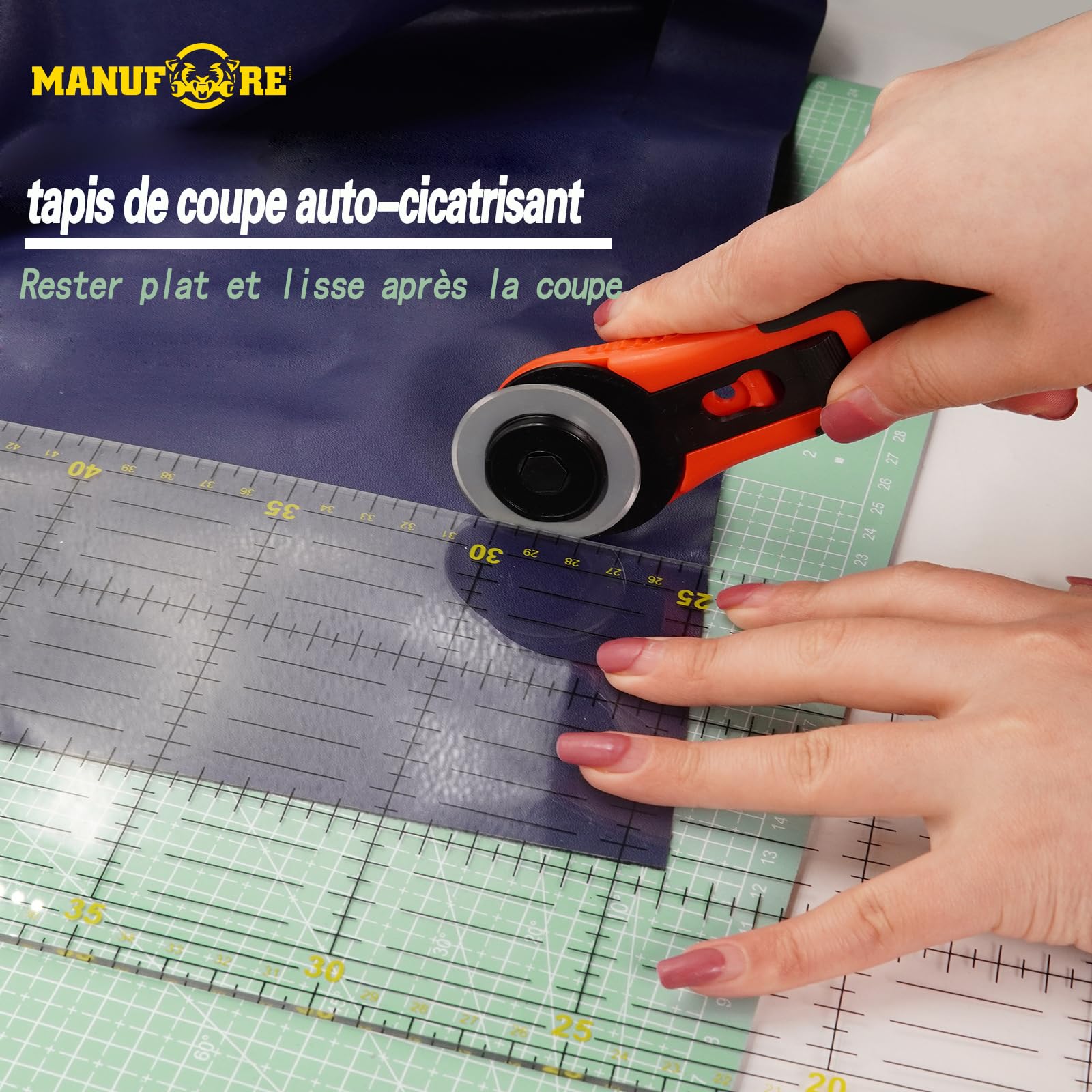 MANUFORE 3 Pcs Tapis de Découpe Autocicatrisant A3/A4/A5, Lot de Tapis de Coupe Double-face Vert Clair en PVC, 5 Couches Tapis de Bricolage CM/Pouce pour Bricolage, Quilting, Couture, Scrapbooking