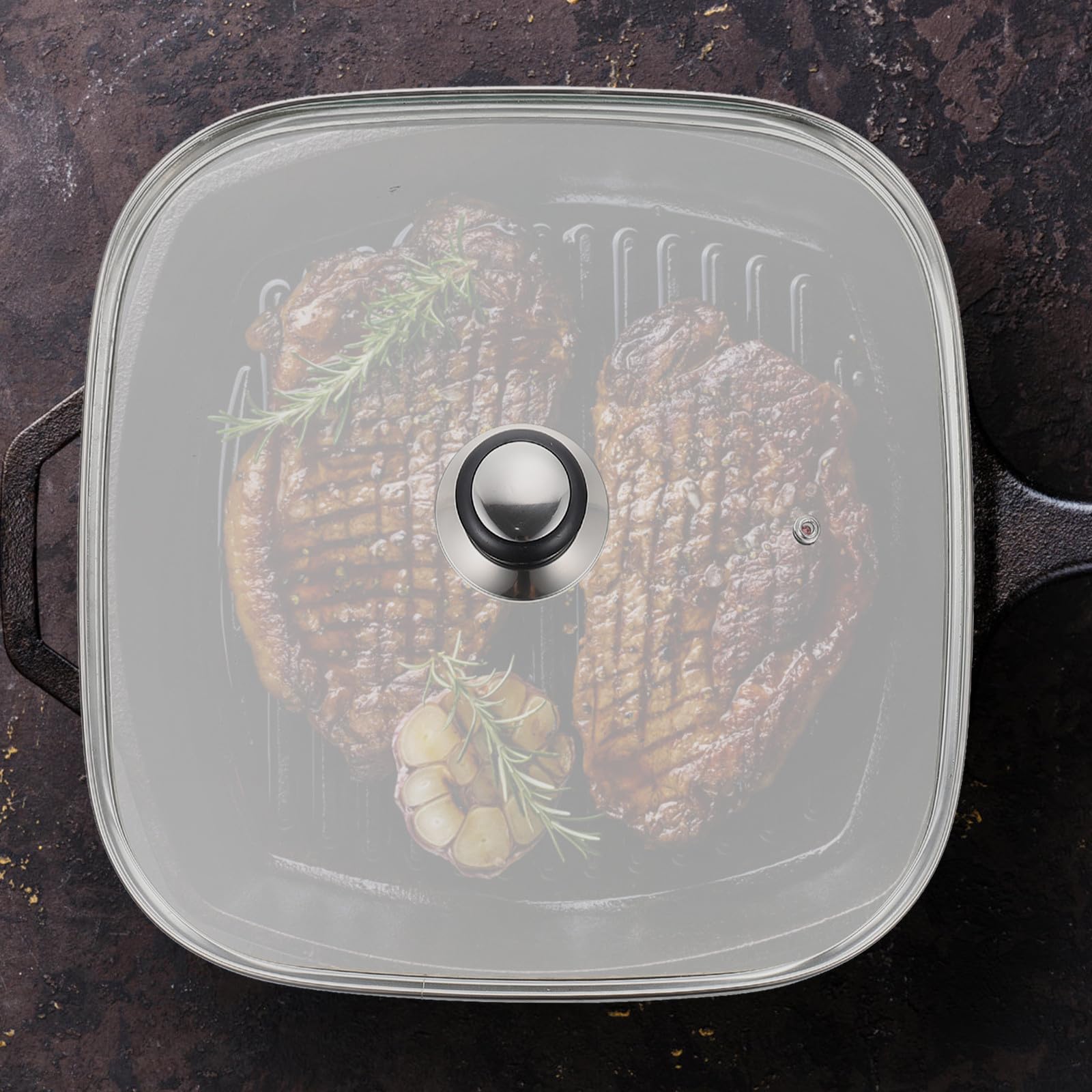 Gadpiparty Coperchio per Pentole Quadrato in Vetro Temperato Manico Sicuro, Copertura Trasparente per Padelle e Pentole, per Cucina Casalinga e Professionale, 30 CM