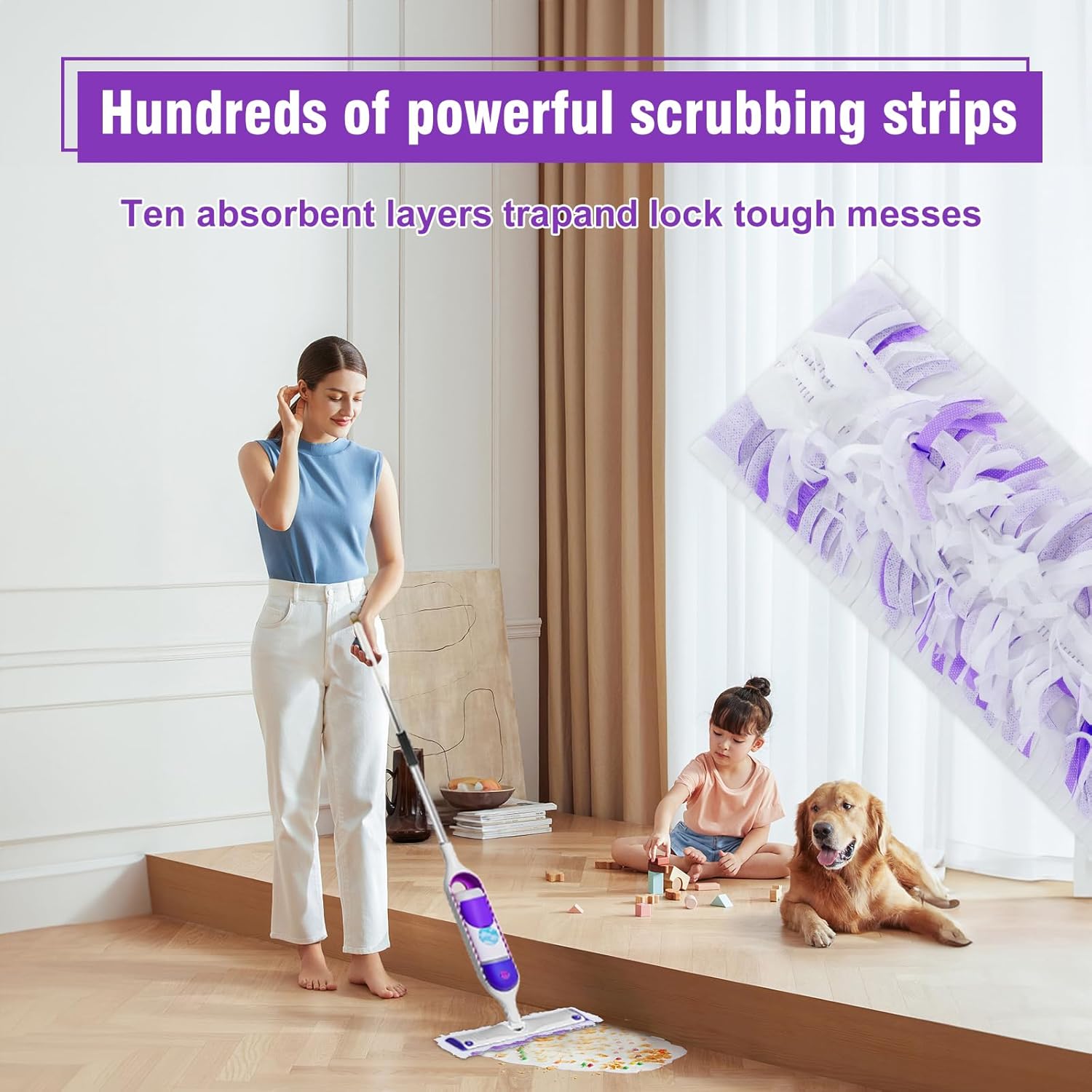 20 Pack Power Mop Refill Pads for Swiffer Power Mop Multi-Surface &Wood Mopping Pad Refills, Disposable Swifter Wet Pad Refills for Swiffer, Replacement Mop Pads for Multi-Surface Wood Floor Cleaning