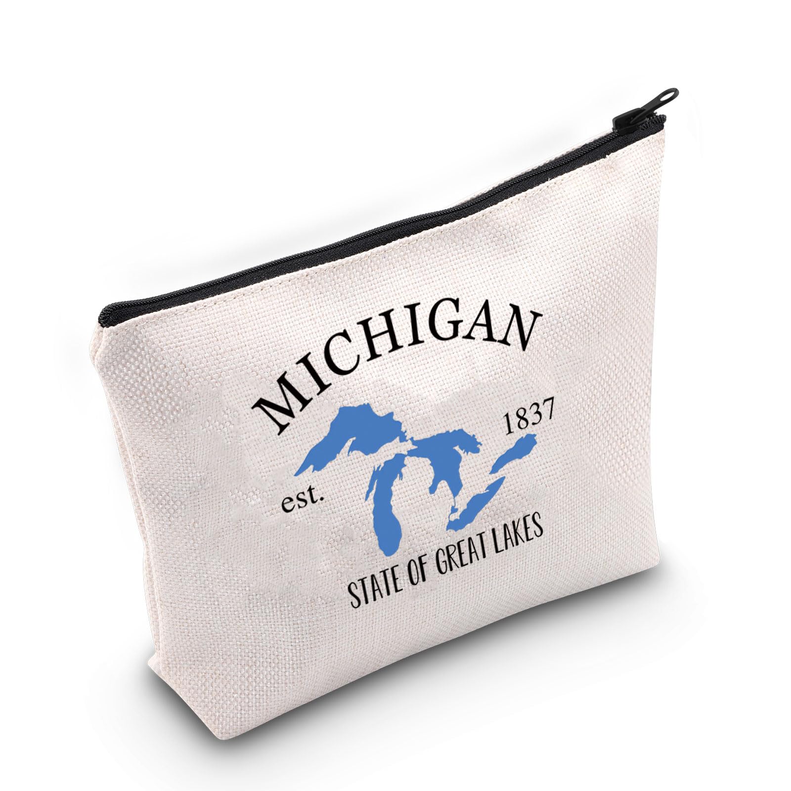 ZJXHPO Michigan State Themed Cosmetic Bag - Waterproof Polyester Makeup Travel Gift Bag - Michigan 1837