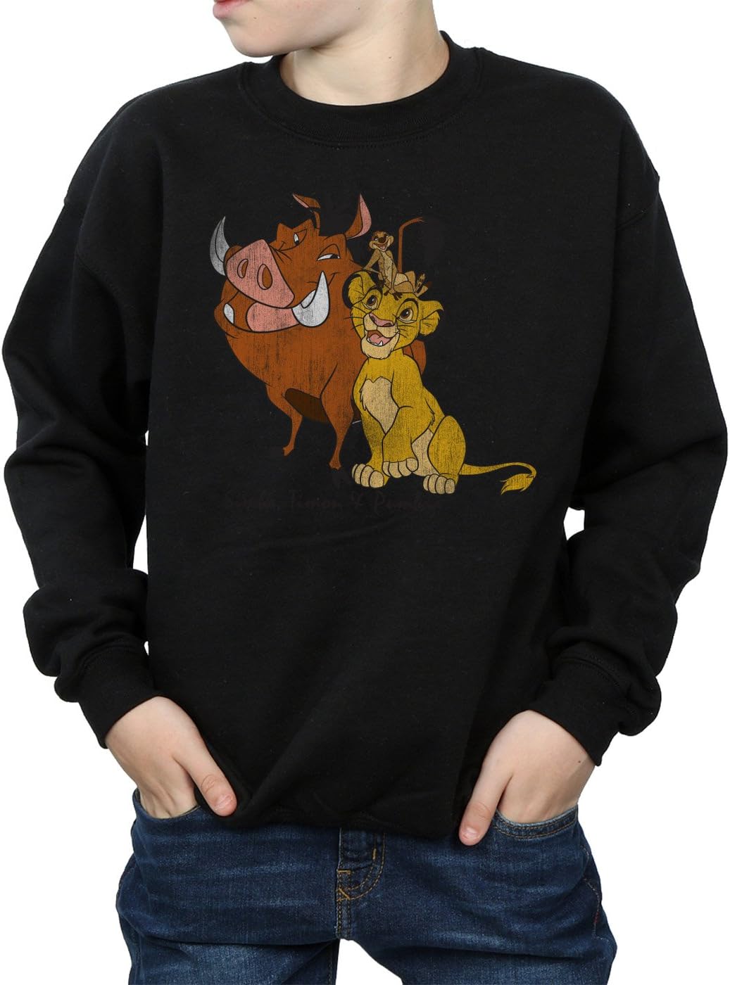 Disney Boys The Lion King Classic Simba, Timon and Pumbaa Sweatshirt 9-11 Years Black