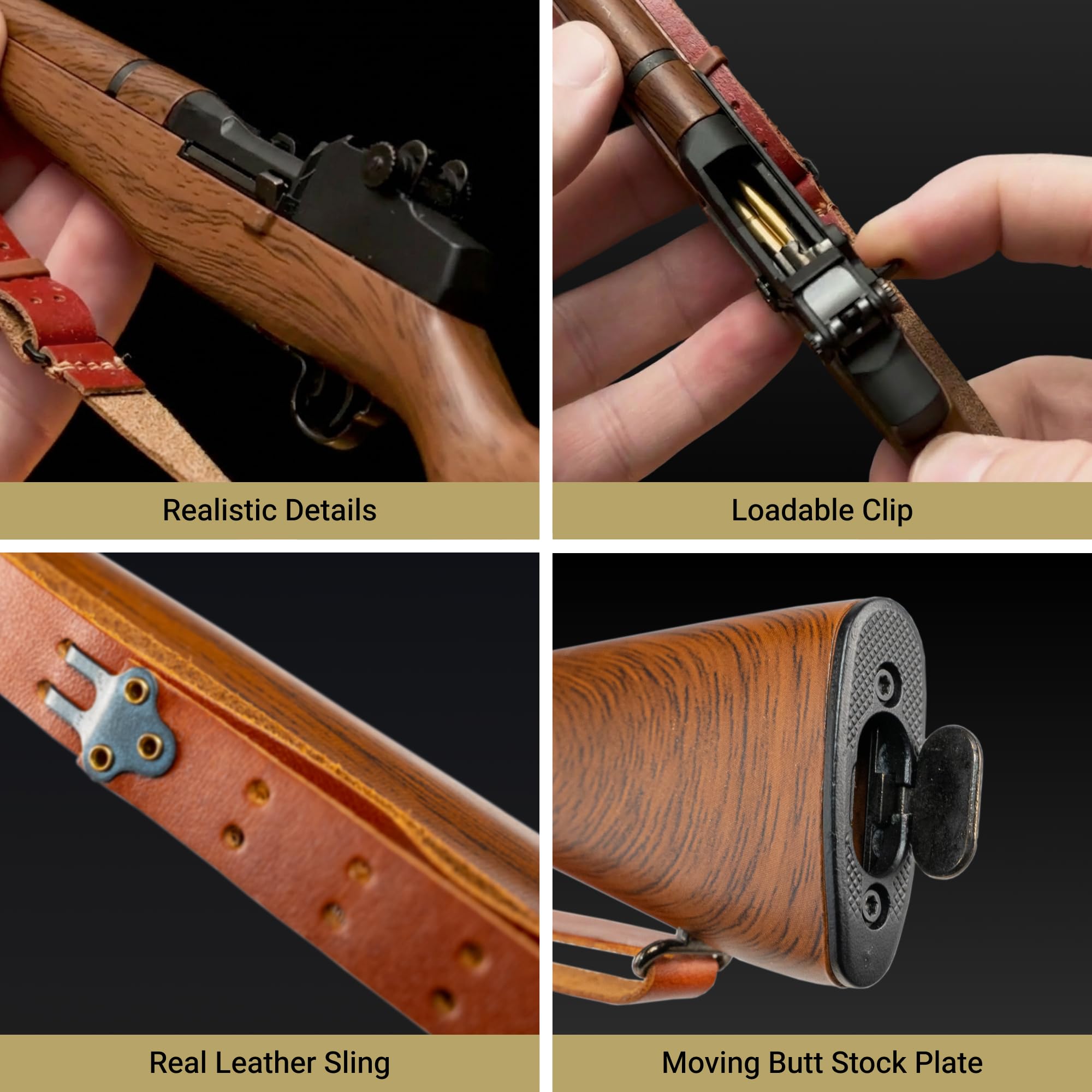 GOAT GUNS Miniature M1 Garand Model Black/Wood Grain | 1:3 Scale