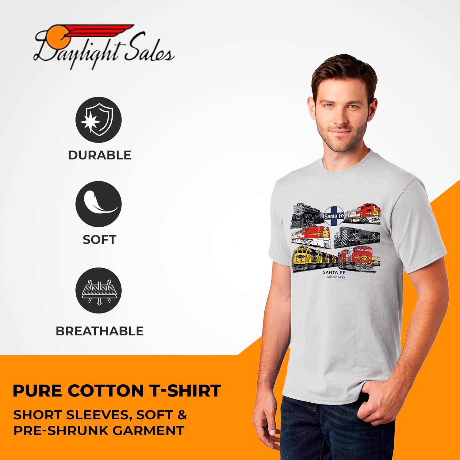 Daylight Sales Santa Fe All The Way Authentic Railroad T-Shirt [56] - Image 2