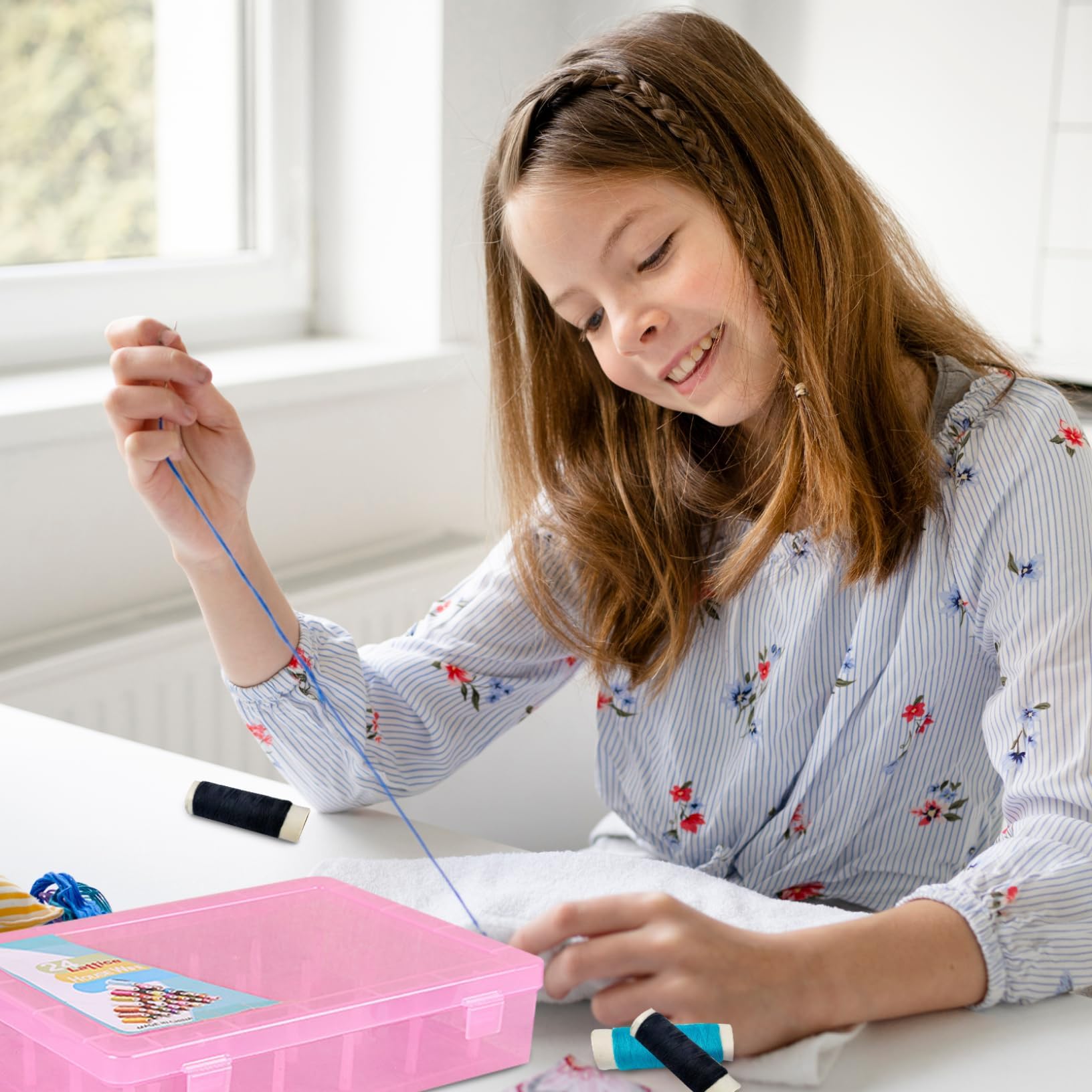 Organizzatore Bobine Filo Da Cucito - 2 Scatole Trasparenti Da 42 Posti | Impermeabile E Antipolvere - Foto 5