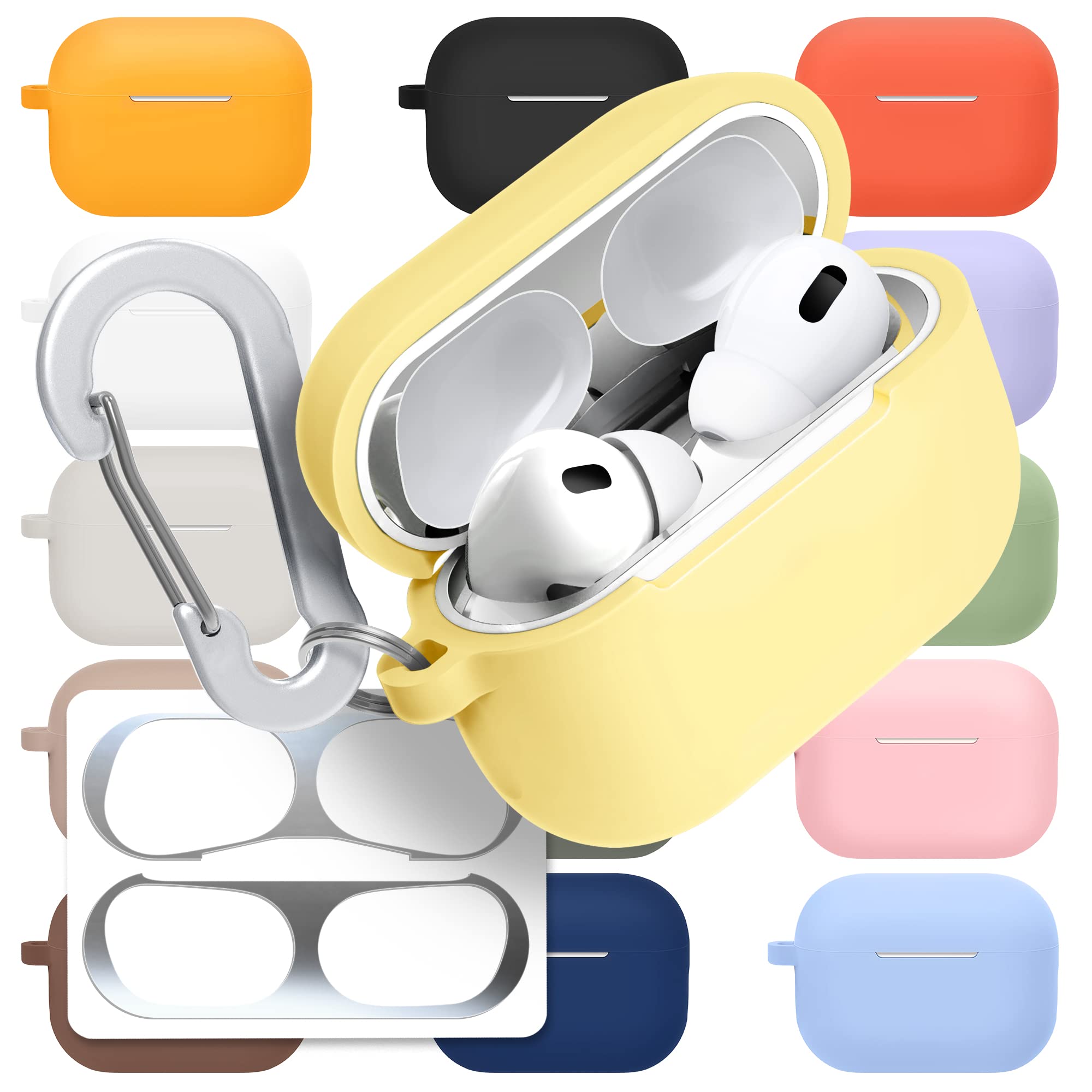 [3 in 1] AirPods Pro 3 Silicone Case + Anti-Lost Carabiner + Dust Guard Metal Film, Protective Cover with Keychain for Apple AirPods Pro3 (2025) — view 28