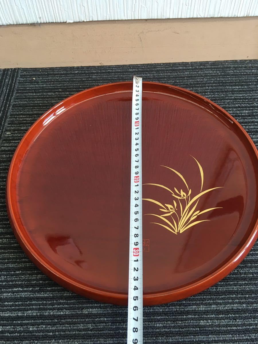 Amazon.co.jp: N キッチン雑貨会津 本金蒔絵 特選漆器 おぼん お盆 丸