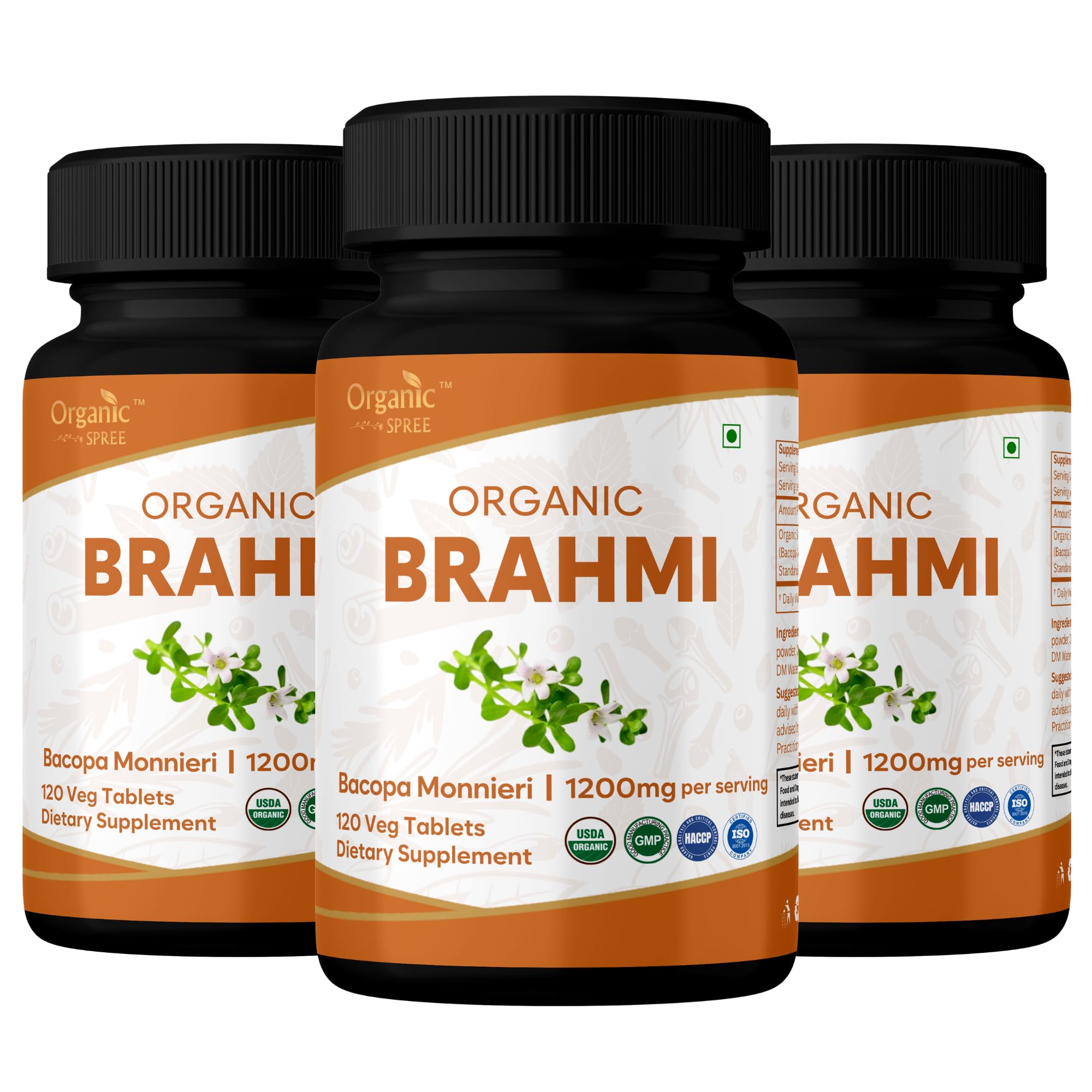 ORGANIC SPREE Brahmi 120 Tablets - Supports Memory, Focus & Daily Wellness* - Bacopa monnieri - 60 Days Supply - USDA Organic, GMP Certified — Amazon image 11