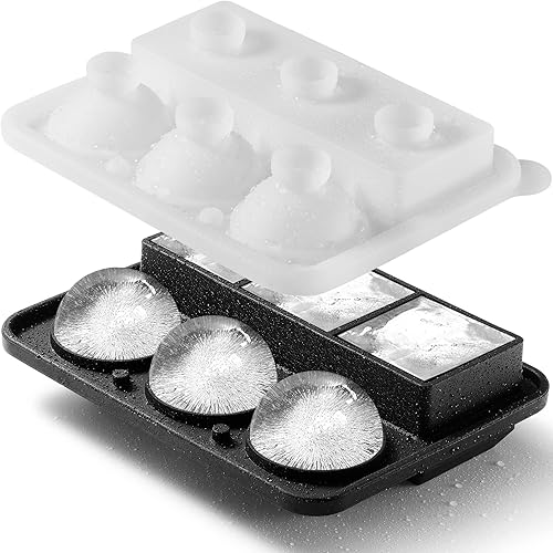 Nax Caki Bandeja grande para cubitos de hielo con tapa, paquete de 4 (nueva versiĂłn 2024), moldes apilables de silicona para cubitos de hielo de 8 Nax Caki Bandeja grande para cubitos de hielo con tapa, paquete de 4 (nueva versiĂłn 2024), moldes apilables de silicona para cubitos de hielo de 8