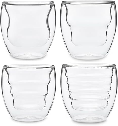 Miniatura 6 de Curva Artisan Series - Vasos y vasos de doble pared, juego de 4 vasos únicos de 8 onzas con aislamiento térmico