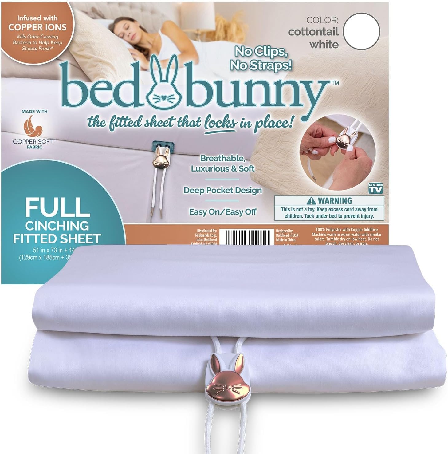 Locking Fitted Sheet, Hugs Mattress, Won’t Slip, Stays Tight, AS-SEEN-ON-TV, CopperSoft™ Luxurious Comfort, Copper Infused, Helps Sheet Stay Fresh Between Washes. (Fitted Sheet Only)