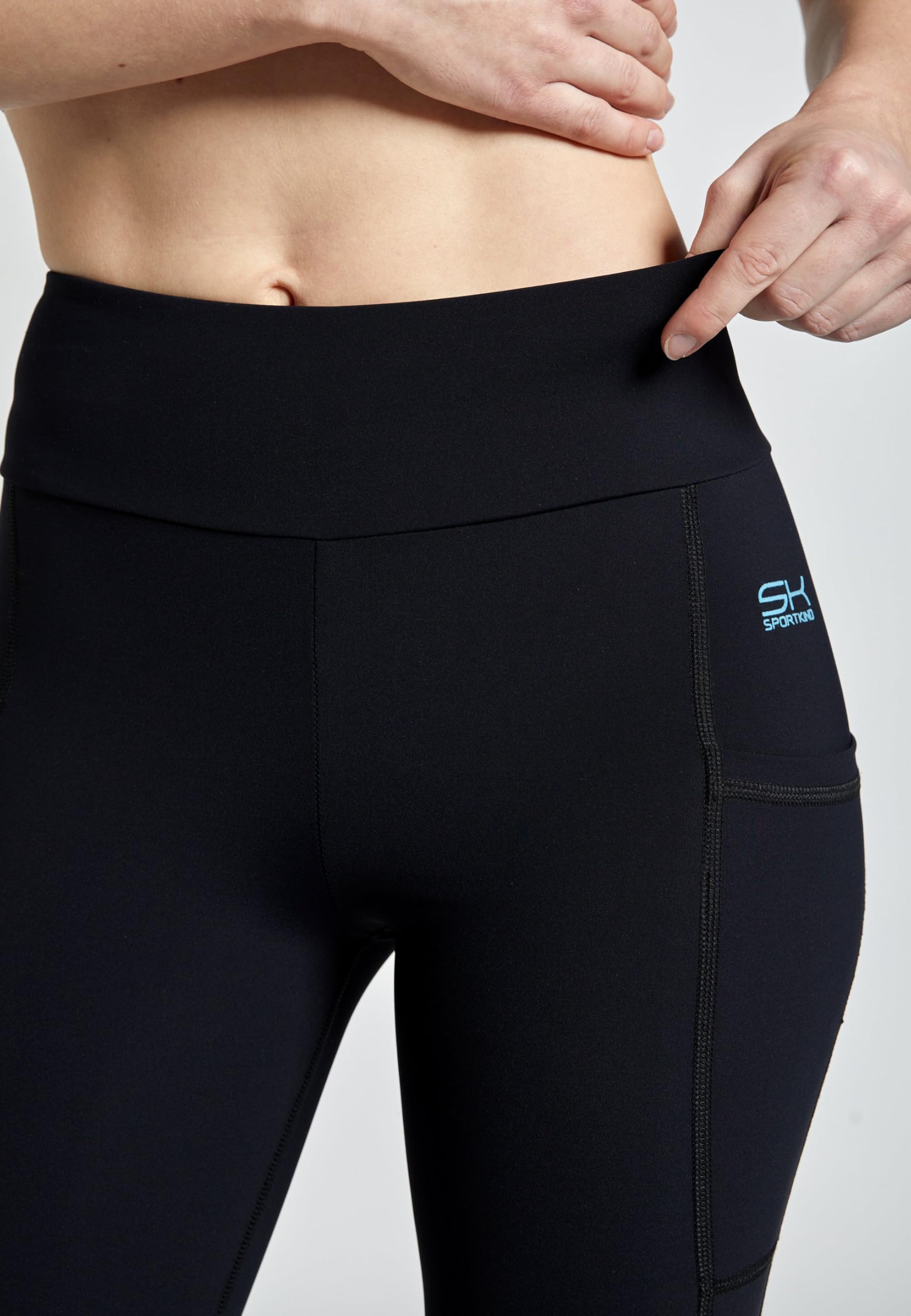 Sportkind Mädchen & Damen Fitness, Sport Leggings mit Taschen, Yogahose, High Waist, Blickdicht, atmungsaktiv